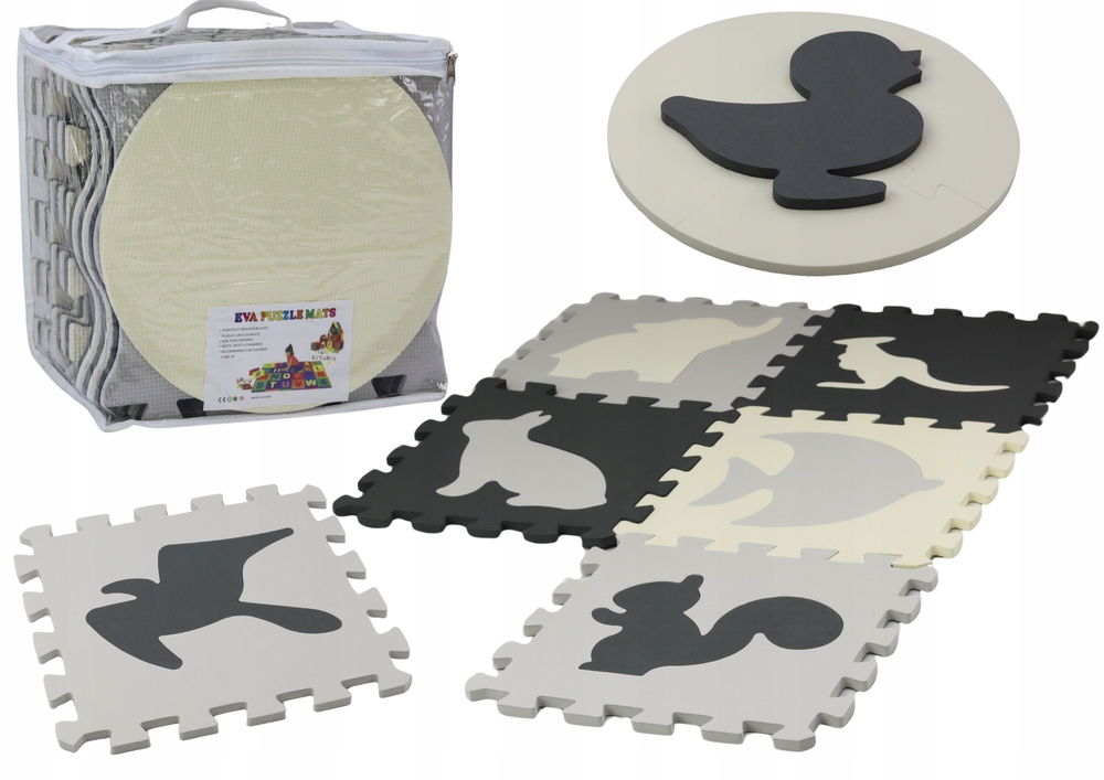 Miękkie Puzzle Mata Kontrastowa Edukacyjna Pianka EVA Szare 28 ele. – Idealna zabawa dla maluchów