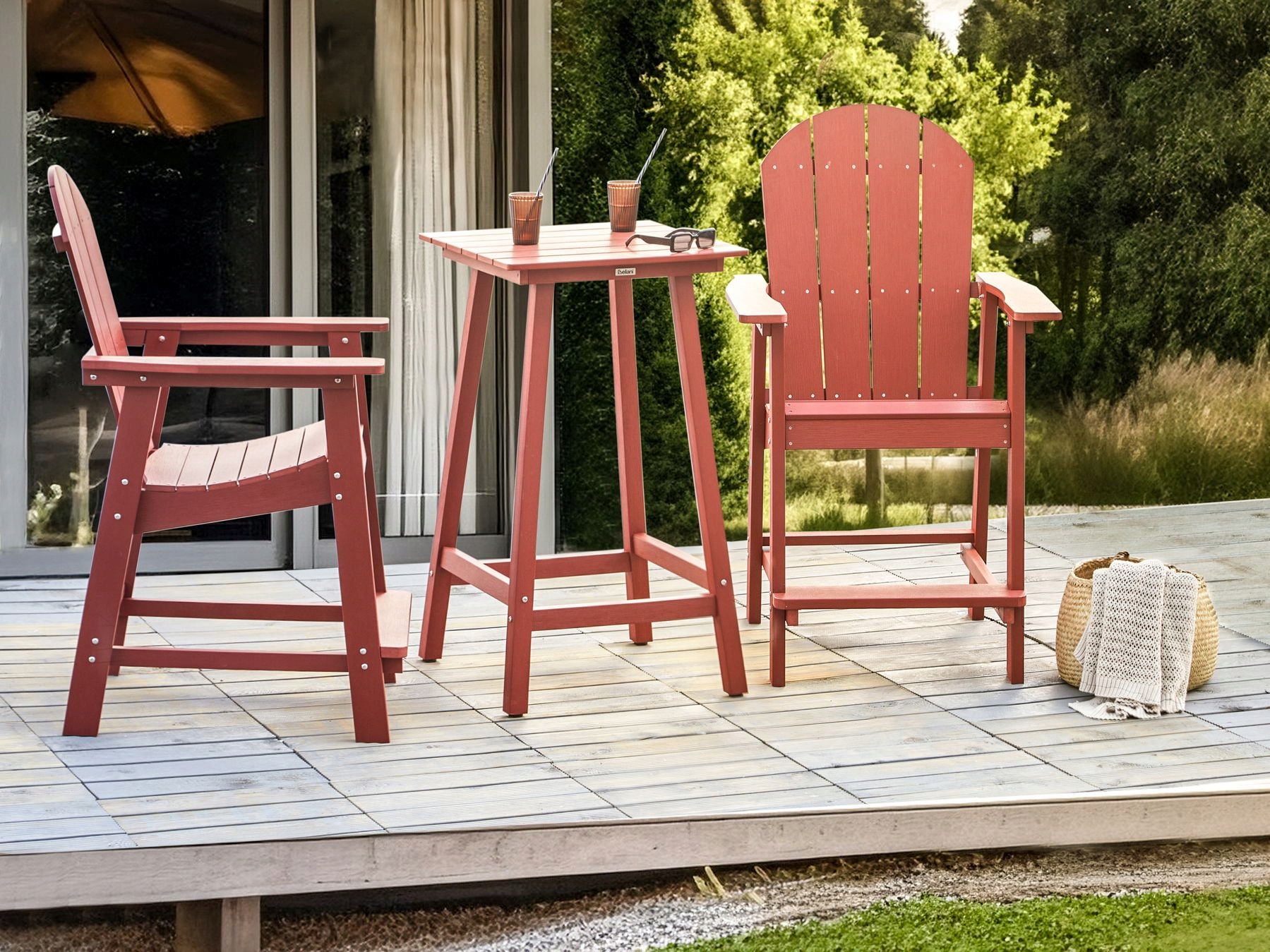 Stół ogrodowy 59 x 59 cm czerwony ADIRONDACK Lumarko – Idealny do Twojego ogrodu