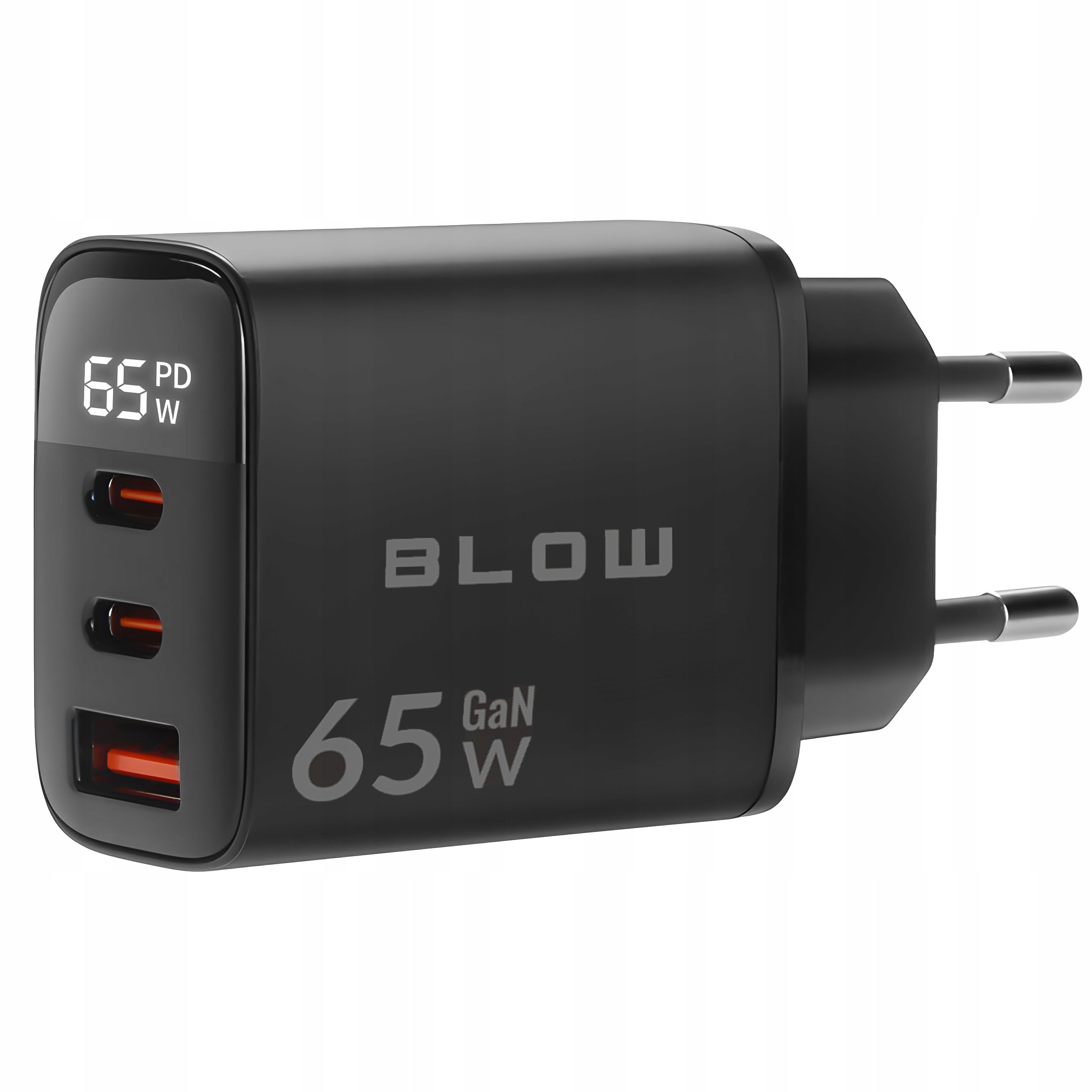 Ładowarka sieciowa gniazdo USB + USB-Cx2 PD 65W GaN czarna – Wydajność i nowoczesność w jednym