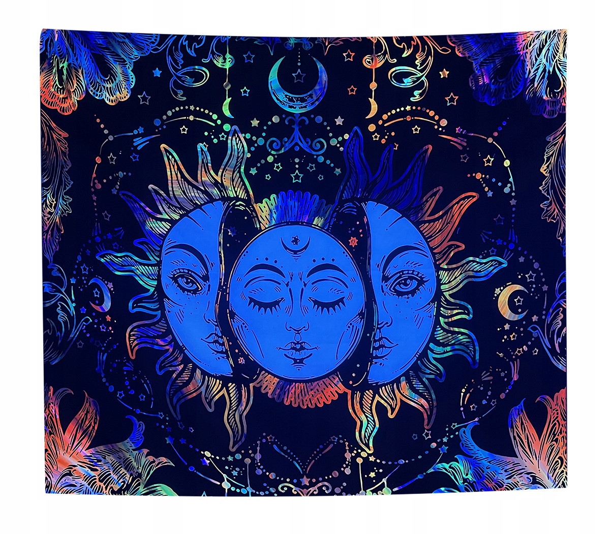 Dekoracja ŚCIENNA UV OBRAZ Fluorescencyjny GOBELIN ODBLASK 150x150cm Słońca – Ożyw swoją przestrzeń