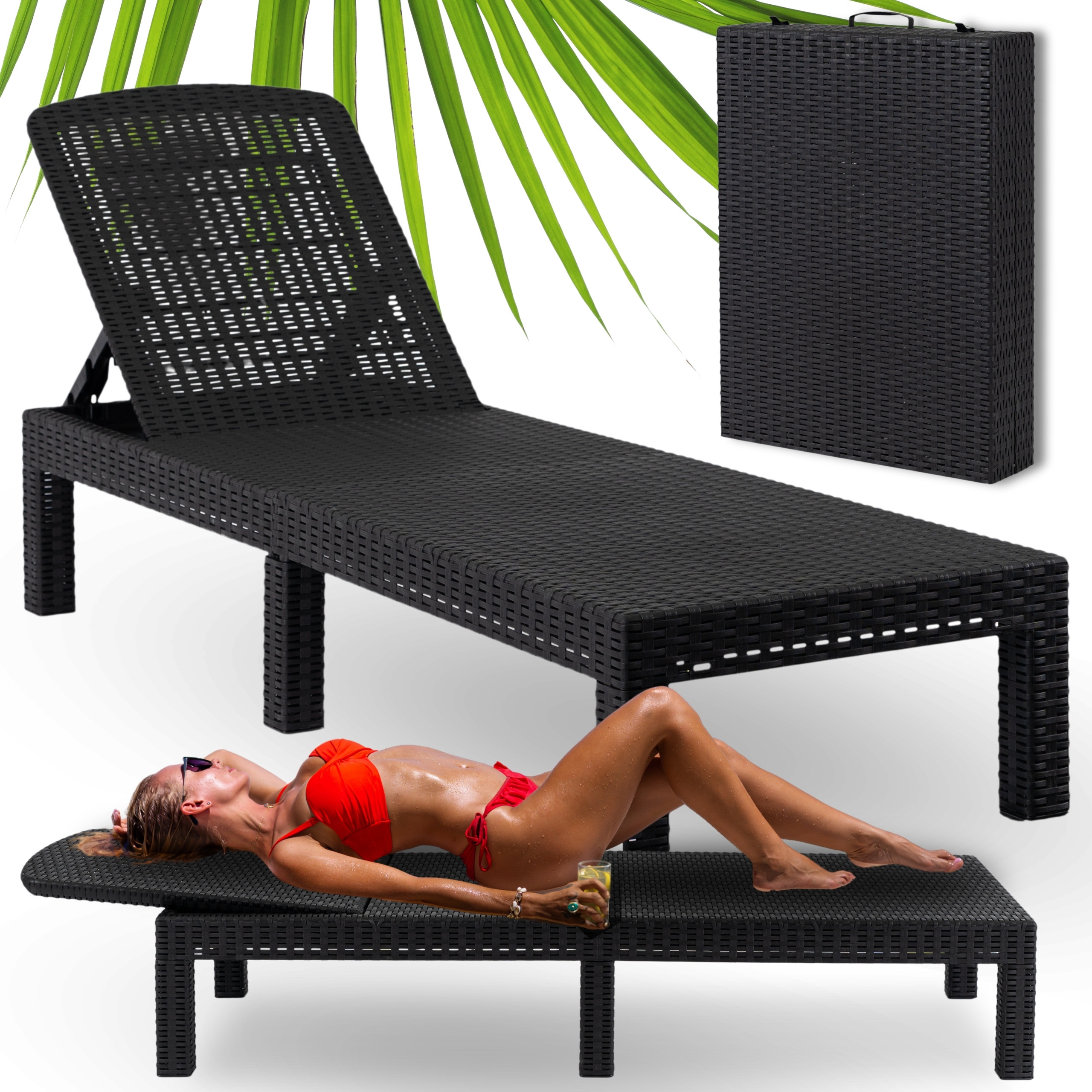 Leżak Ogrodowy Rattanowy Turystyczny Rozkładany Leżanka Łóżko ARIZONA – Komfort i styl w Twoim ogrodzie