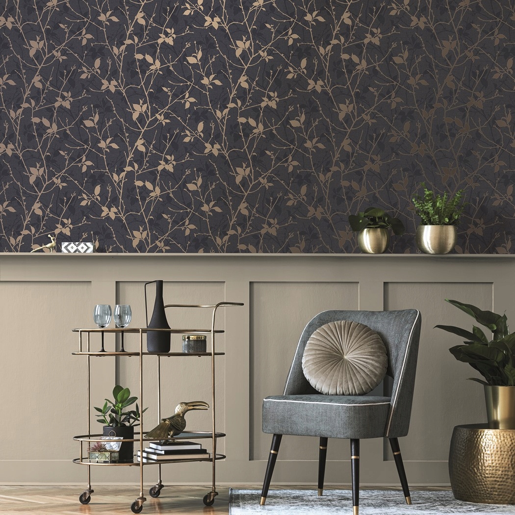 Tapeta WALLPAPER 122431 BELLE NAVY/COPPER – Elegancja w Twoim wnętrzu