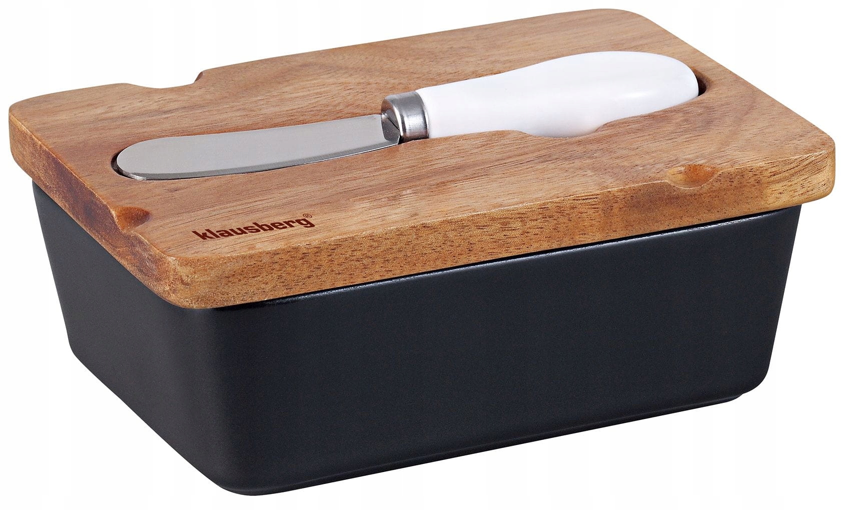 Porcelanowa maselniczka z nożykiem pokrywka akacja KLAUSBERG KB-7784 – Elegancja na Twoim stole