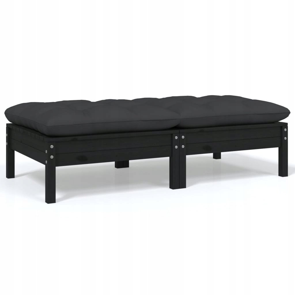 2-osobowa sofa ogrodowa z poduszkami, czarna, drewno sosnowe – Idealny wybór do Twojego ogrodu