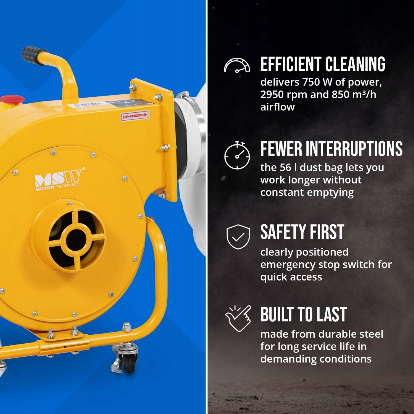 Efektywne czyszczenie dzięki mocy 750 W