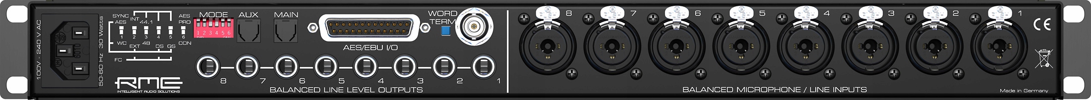 Symetryczne wejścia mikrofonowo-liniowe Neutrik combo