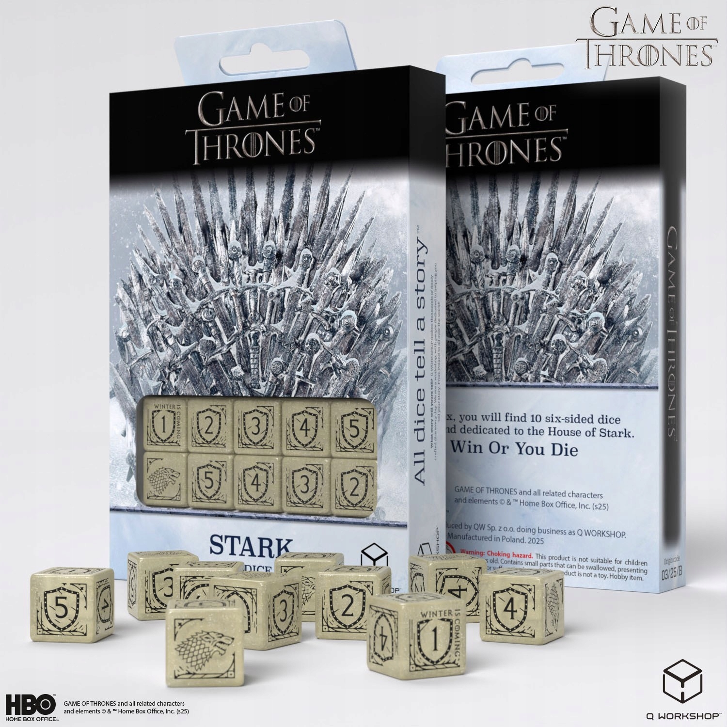Komplet kości D6: Gra o Tron - Stark – Zestaw dla fanów Westeros