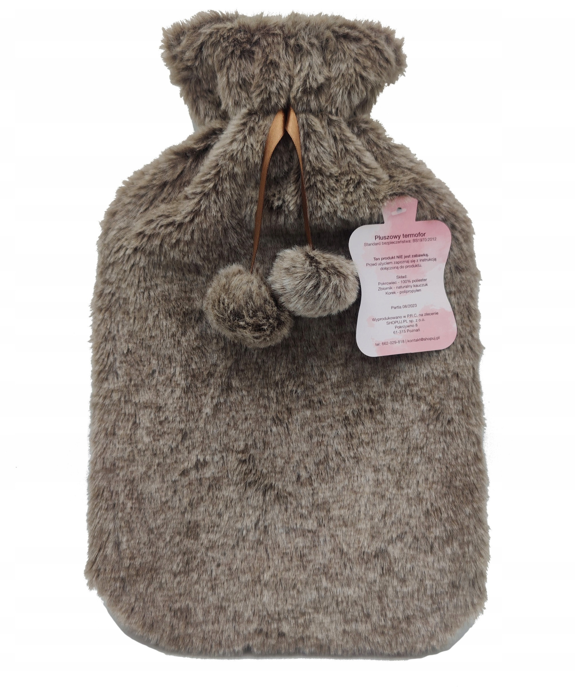 PLUSZOWY TERMOFOR GUMOWY MISIOWY POKROWIEC FUTERKO MIŚ OGRZEWACZ 2L BRĄZOWY – Komfort i ciepło w jednym