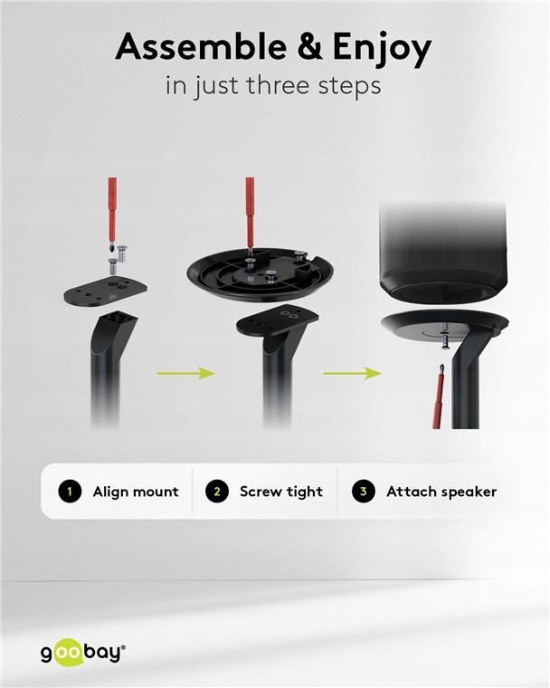 Łatwy montaż i stabilność dla głośników do 3 kg