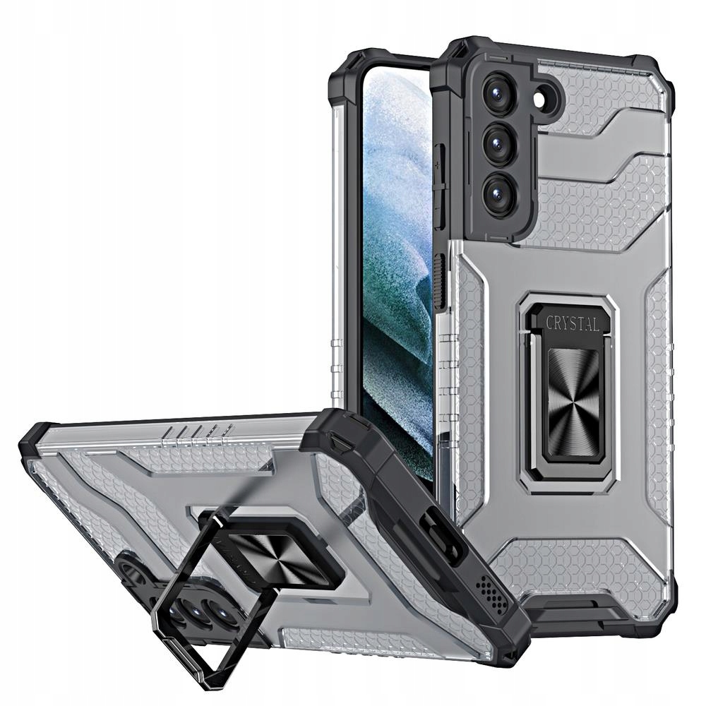 Crystal Ring Case – Pancerne hybrydowe etui do Samsung Galaxy S22+ w kolorze czarnym