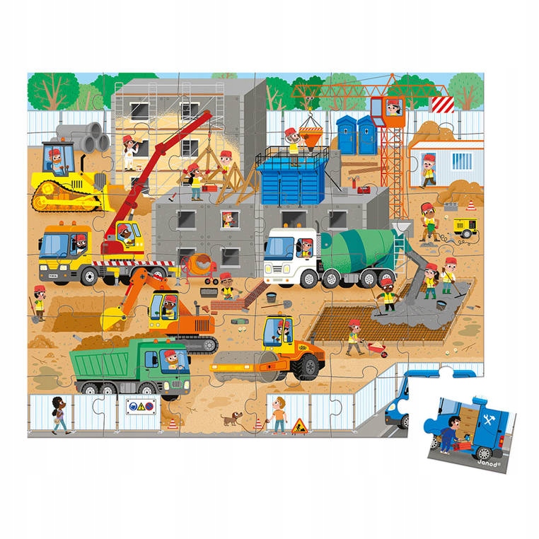Zestaw puzzli z motywem placu budowy
