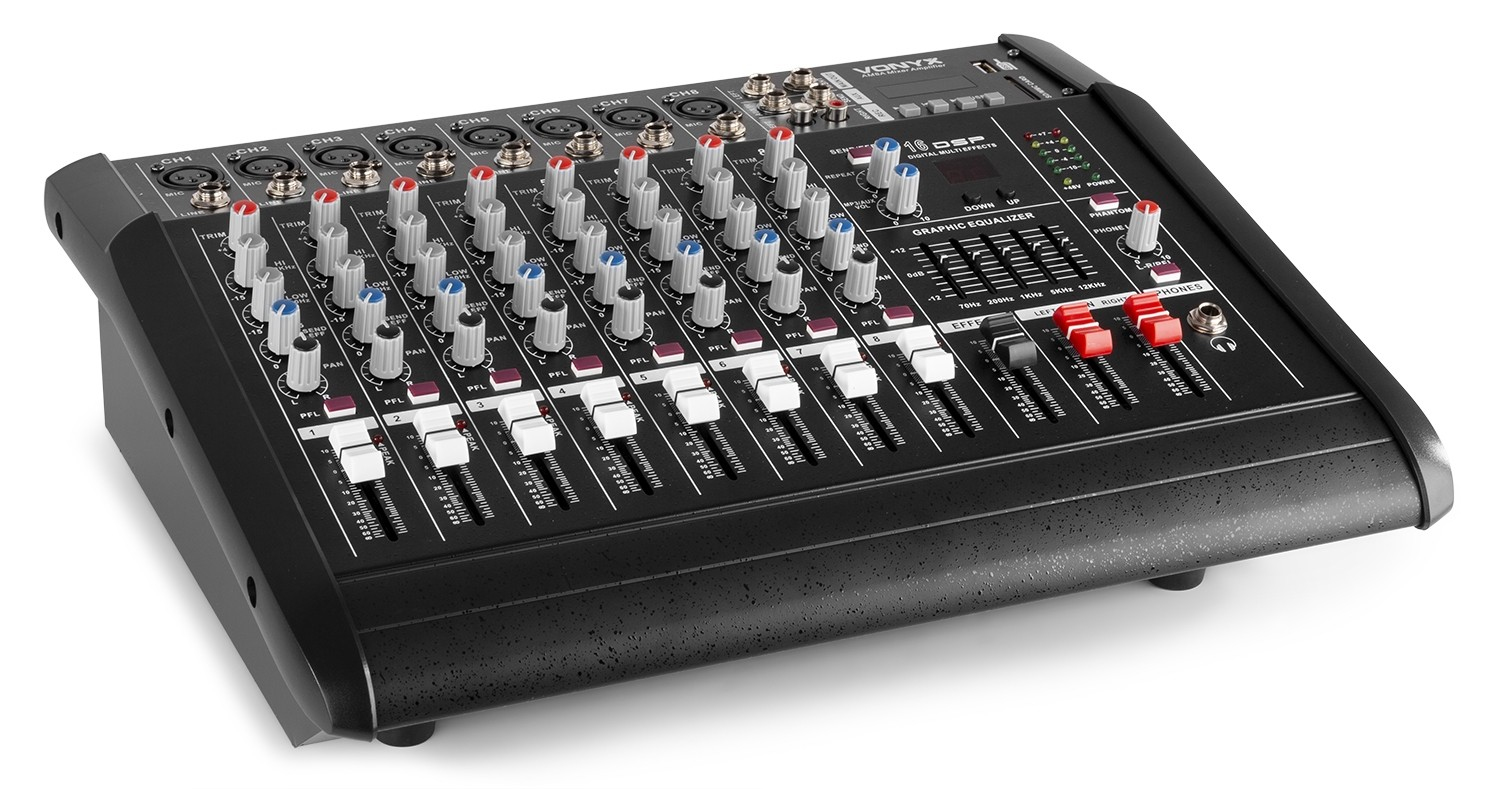 Powermikser 8-kanałowy DSP BT SD USB MP3 AM8A Vonyx – Doskonałe rozwiązanie audio dla profesjonalistów