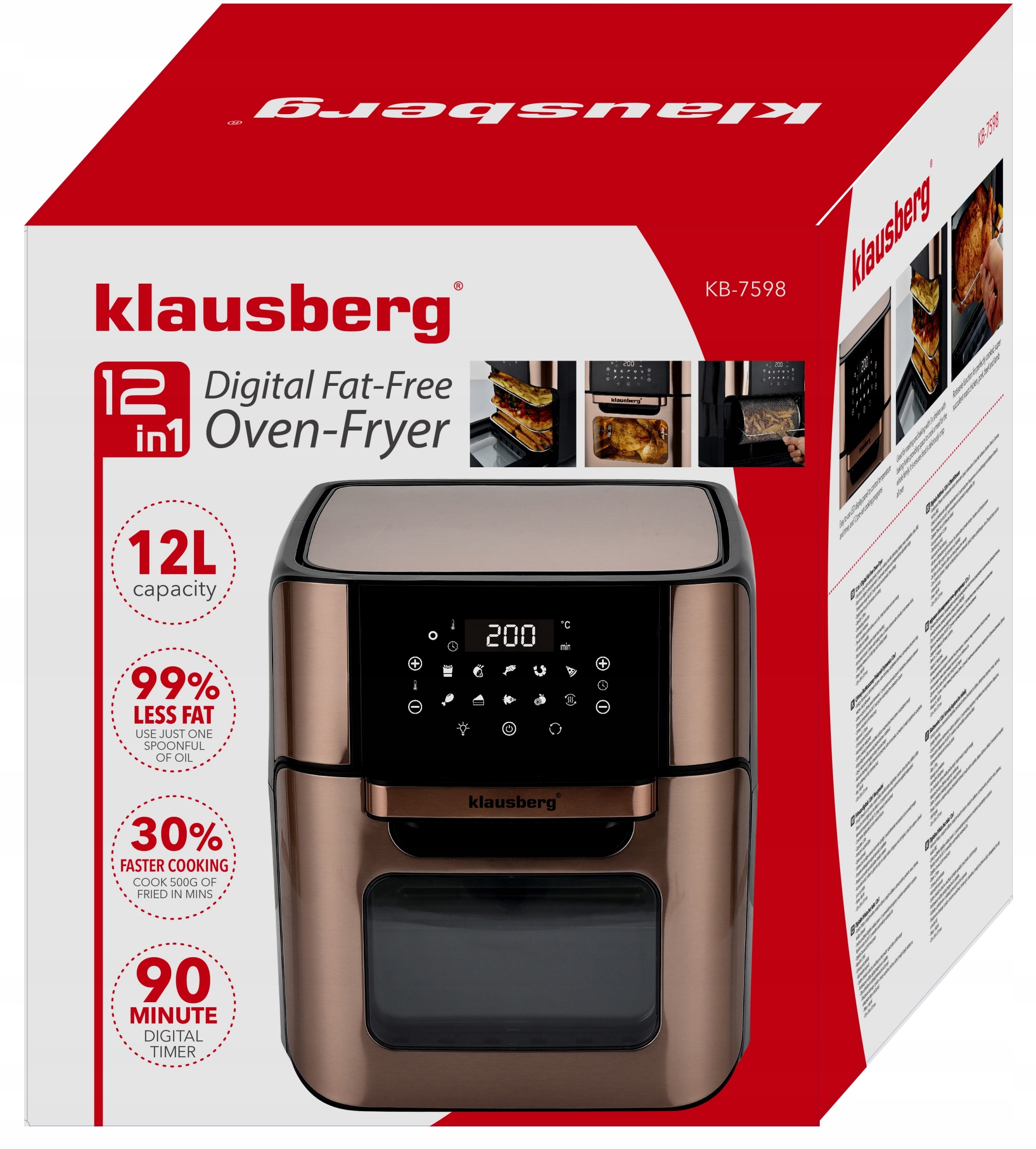 Frytownica Beztłuszczowa 12L 1800W AIR FRYER (KB-7598)