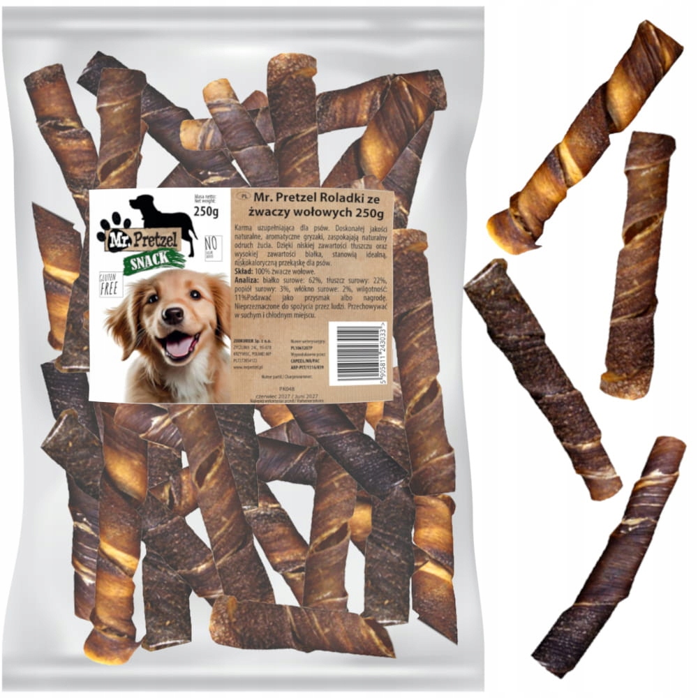 Przysmak dla psa - Roladki ze żwaczy wołowych Mr.Pretzel 250g