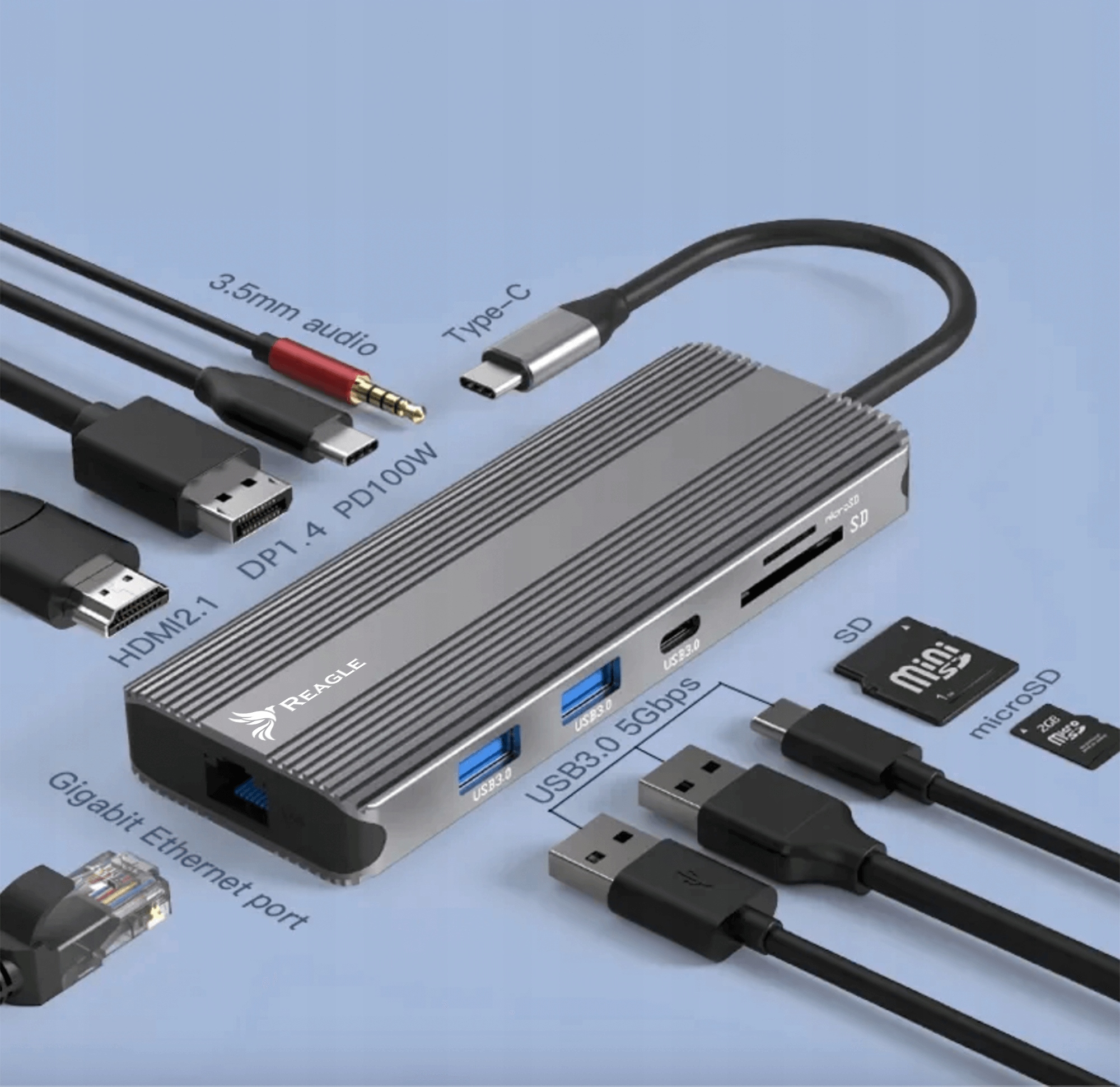 HUB USB-C 10w1 Reagle RHUB81C – Wszechstronność i funkcjonalność w jednym