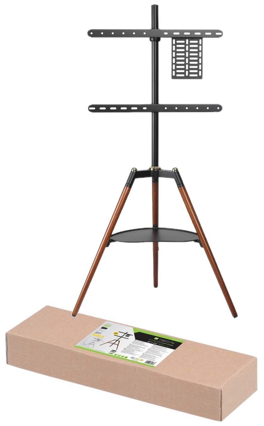 Stojak tripod TV 32-65 do 32kg regulowany z półką drewniany – Idealne rozwiązanie dla Twojego telewizora