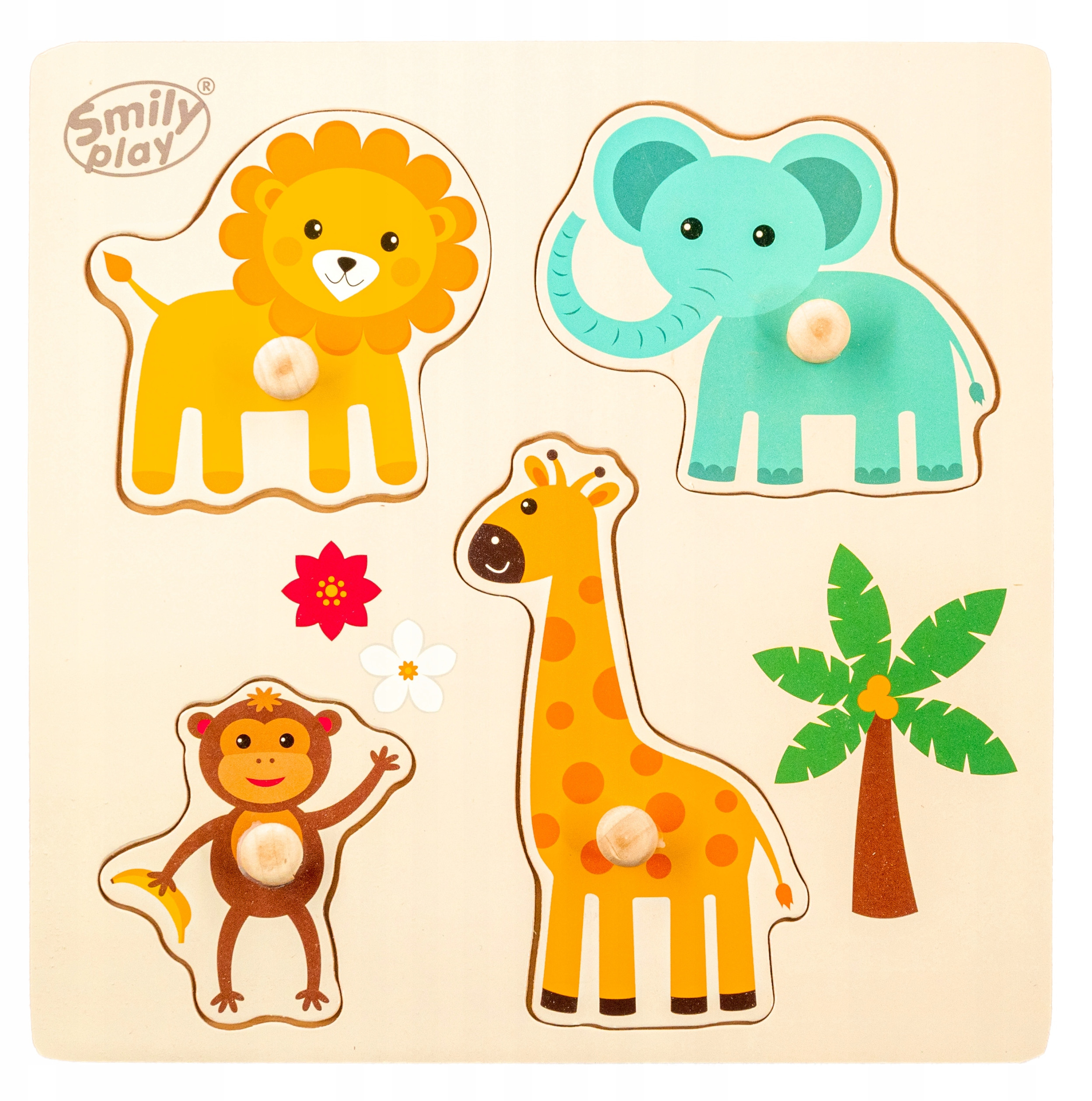 SMILY PLAY Układanka drewniana małe safari – Zabawka rozwijająca dla Twojego dziecka