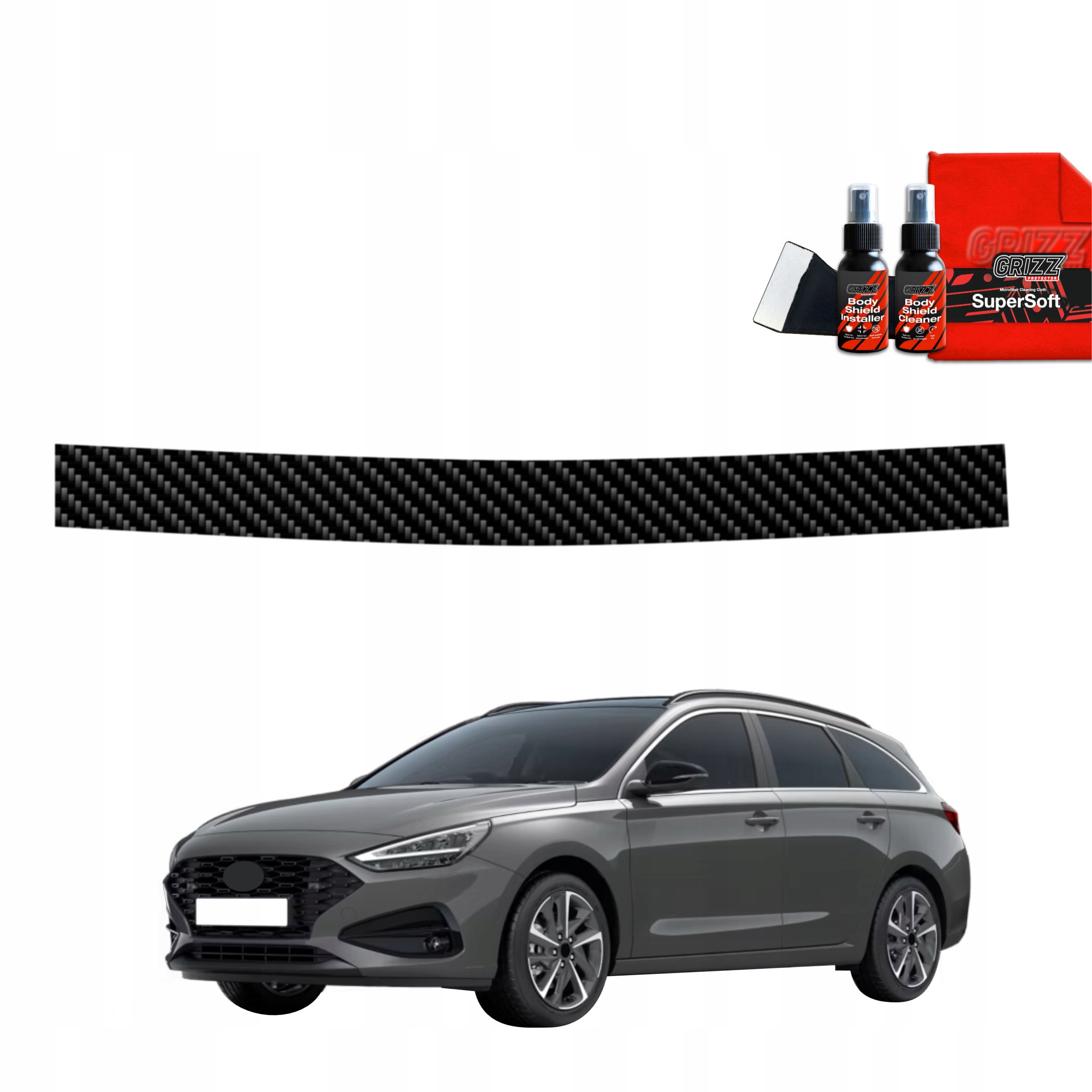 Folia karbonowa na próg bagażnika GrizzGlass BodyShield do Hyundai i30 Wagon (2020-2025) – Ochrona i styl w jednym