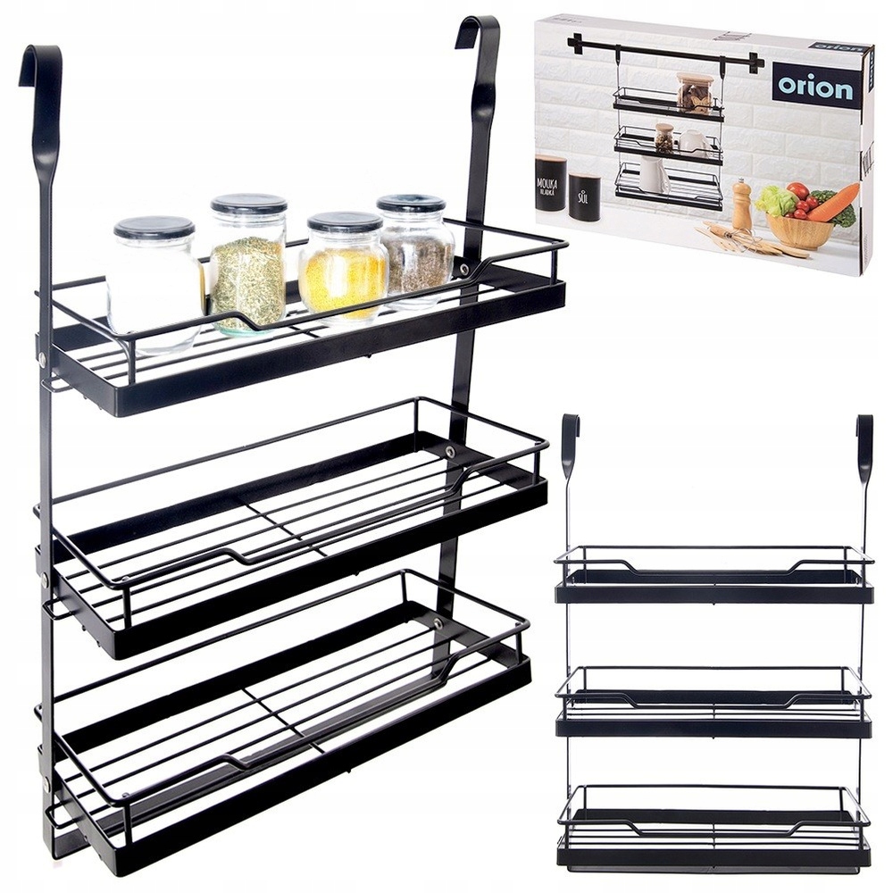 Półka kuchenna wisząca 3 poziomy reling metal czarny RADKA ORION – Idealne rozwiązanie do Twojej kuchni