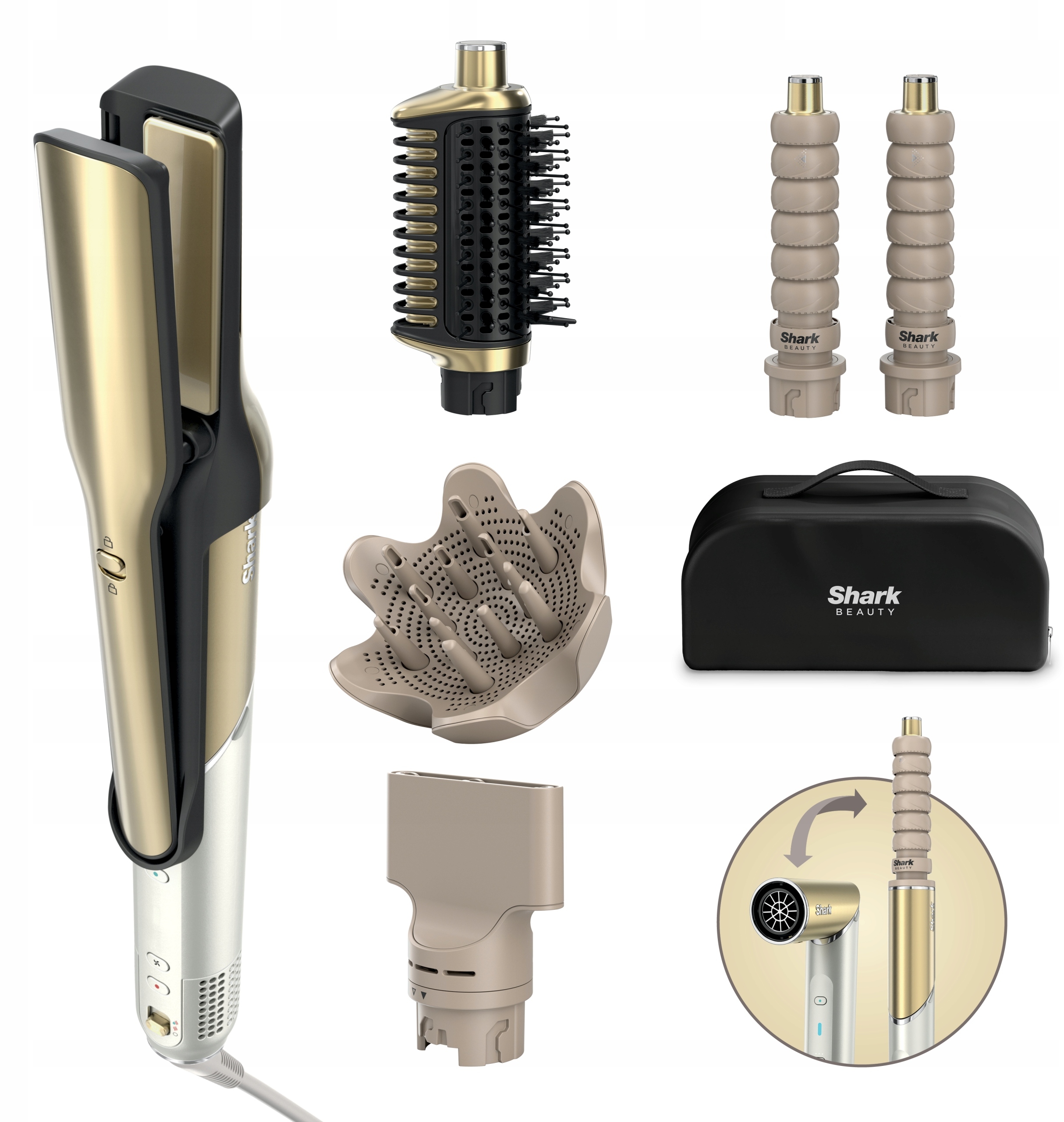 6 profesjonalnych końcówek w zestawie – pełna kontrola nad stylizacją