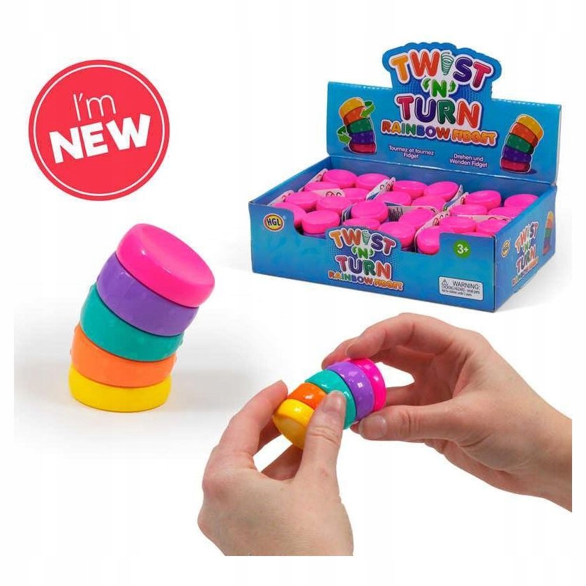 Wymiary i materiały Tęczowego fidget Twist n Turn