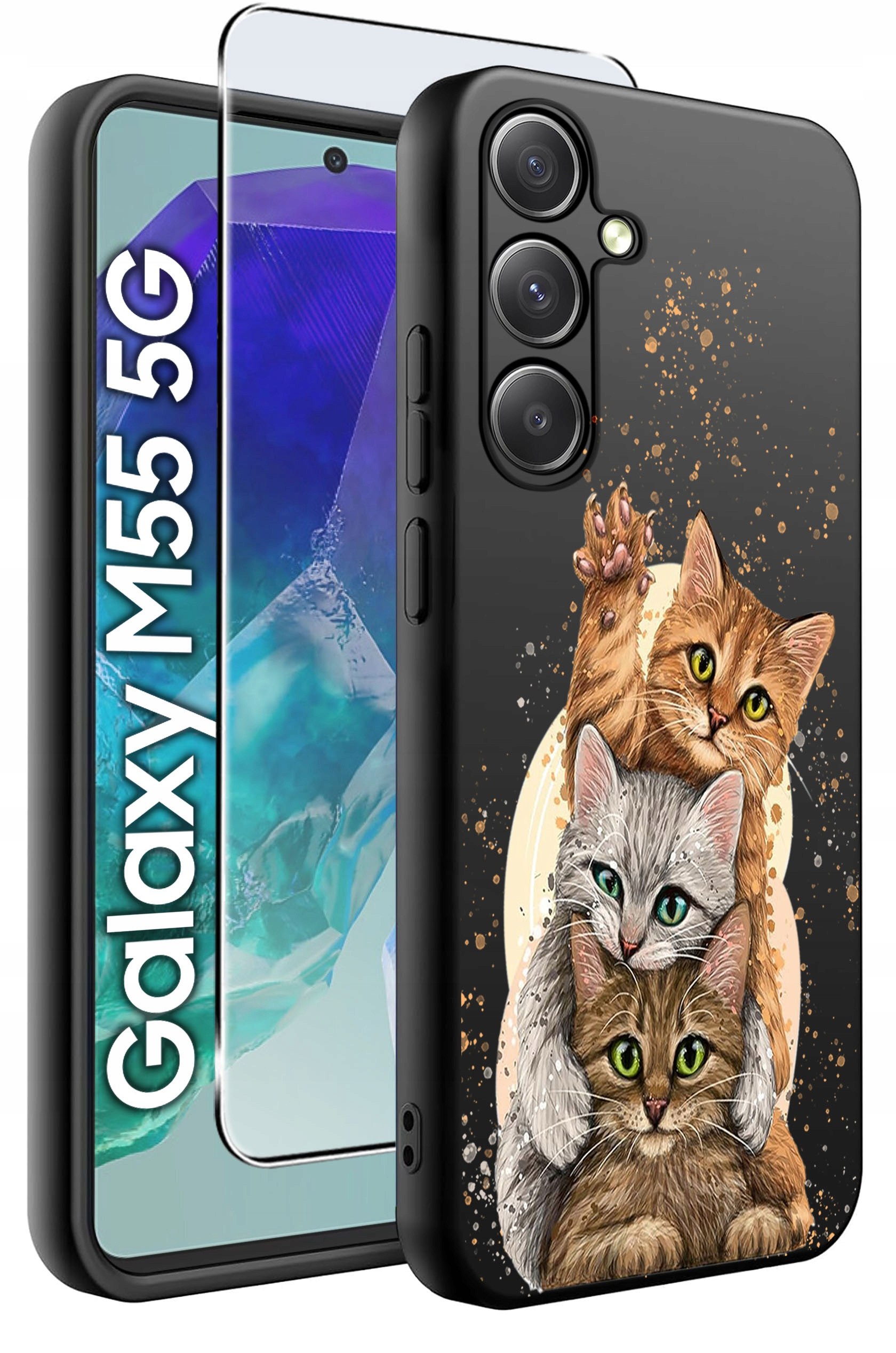 Etui do Samsung Galaxy M55 5G WZORY | Silikonowe Matt Case z Szkłem Hartowanym 9H