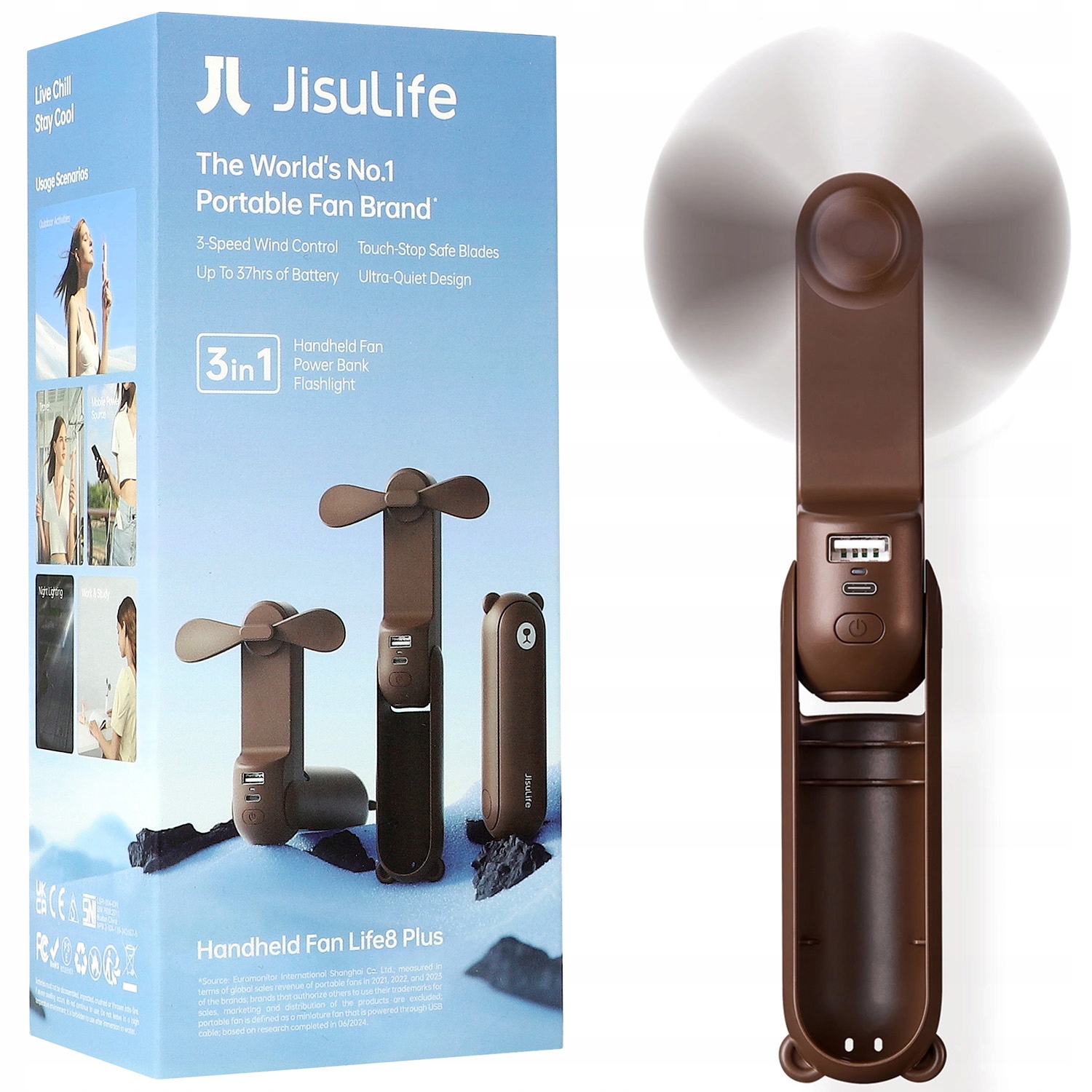 Mini wentylator Jisulife Handheld Fan Life8 Plus – Przenośny wiatraczek z funkcją powerbanka
