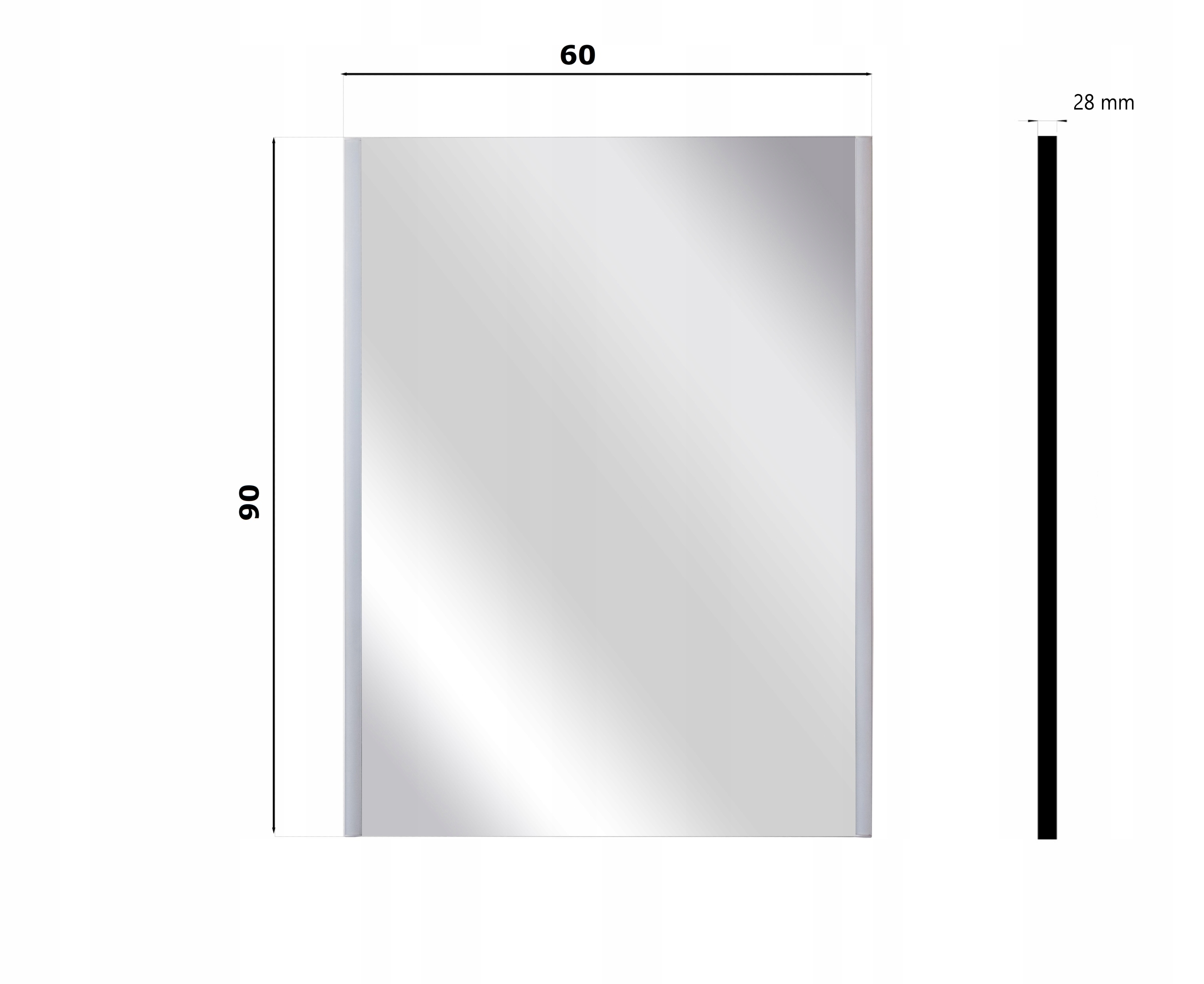 Nowoczesny design prostokątnego lustra z zaokrąglonymi rogami