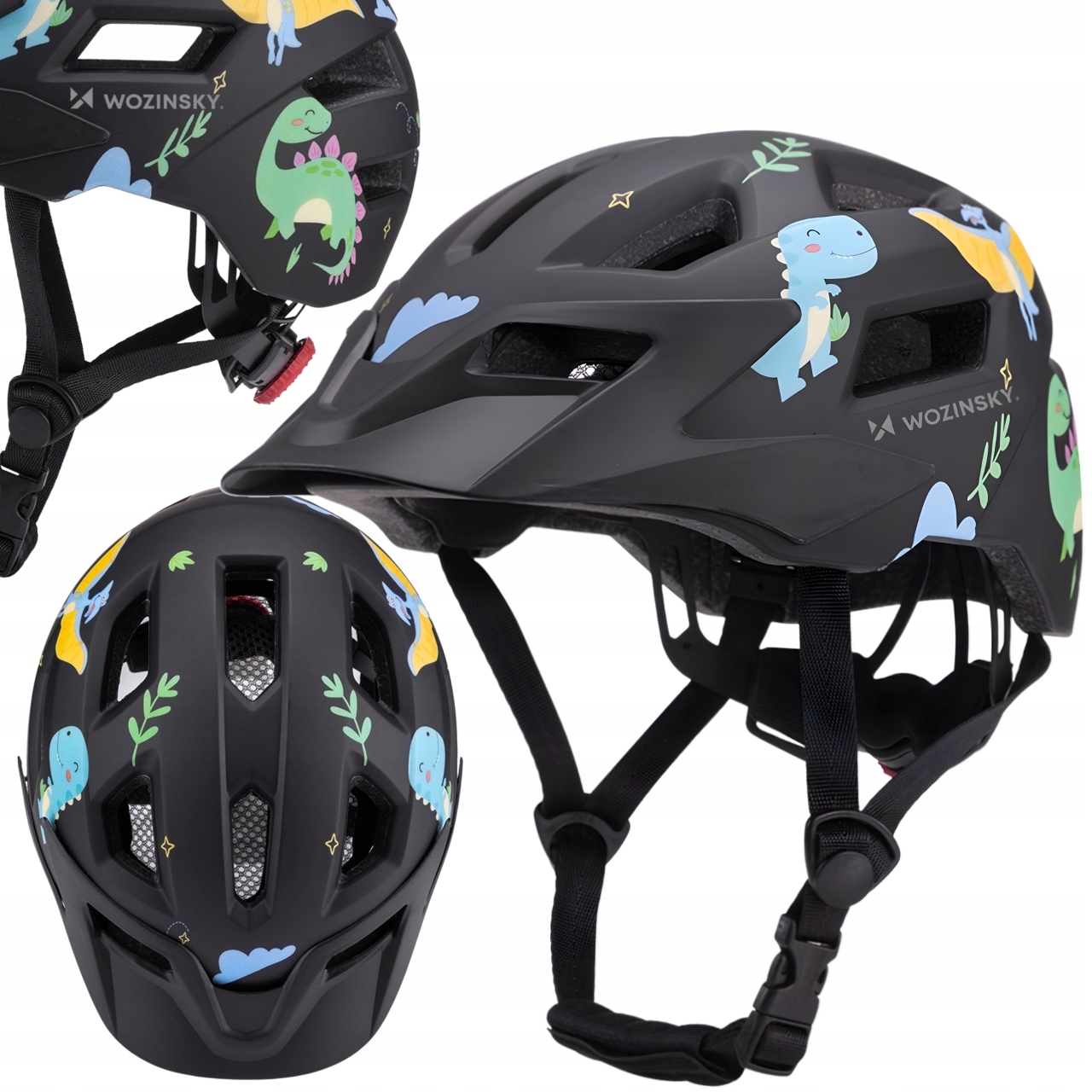 WOZINSKY Kask rowerowy dziecięcy z odpinanym daszkiem 48-52 cm – Bezpieczna jazda dla najmłodszych