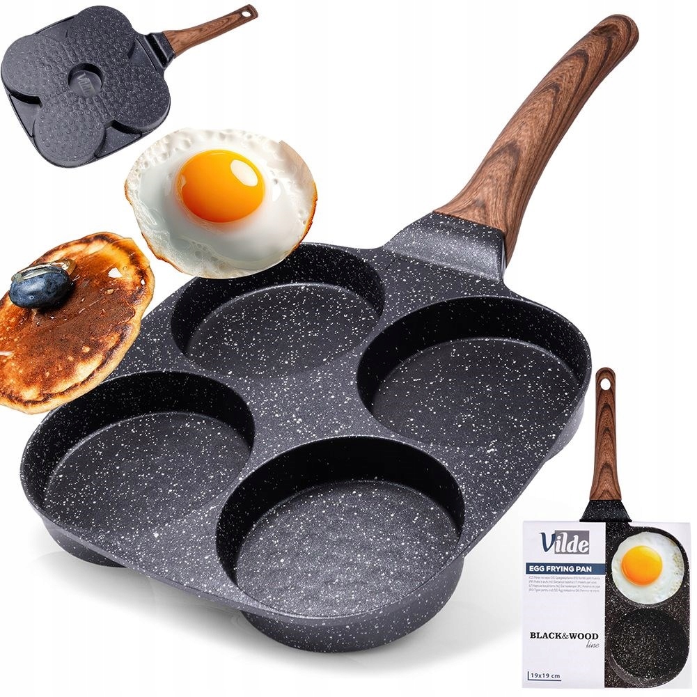 Patelnia do Jajek Placków Pancakes Granitowa 4 Otwory Solidna 19x19cm – Idealna do Twojej Kuchni