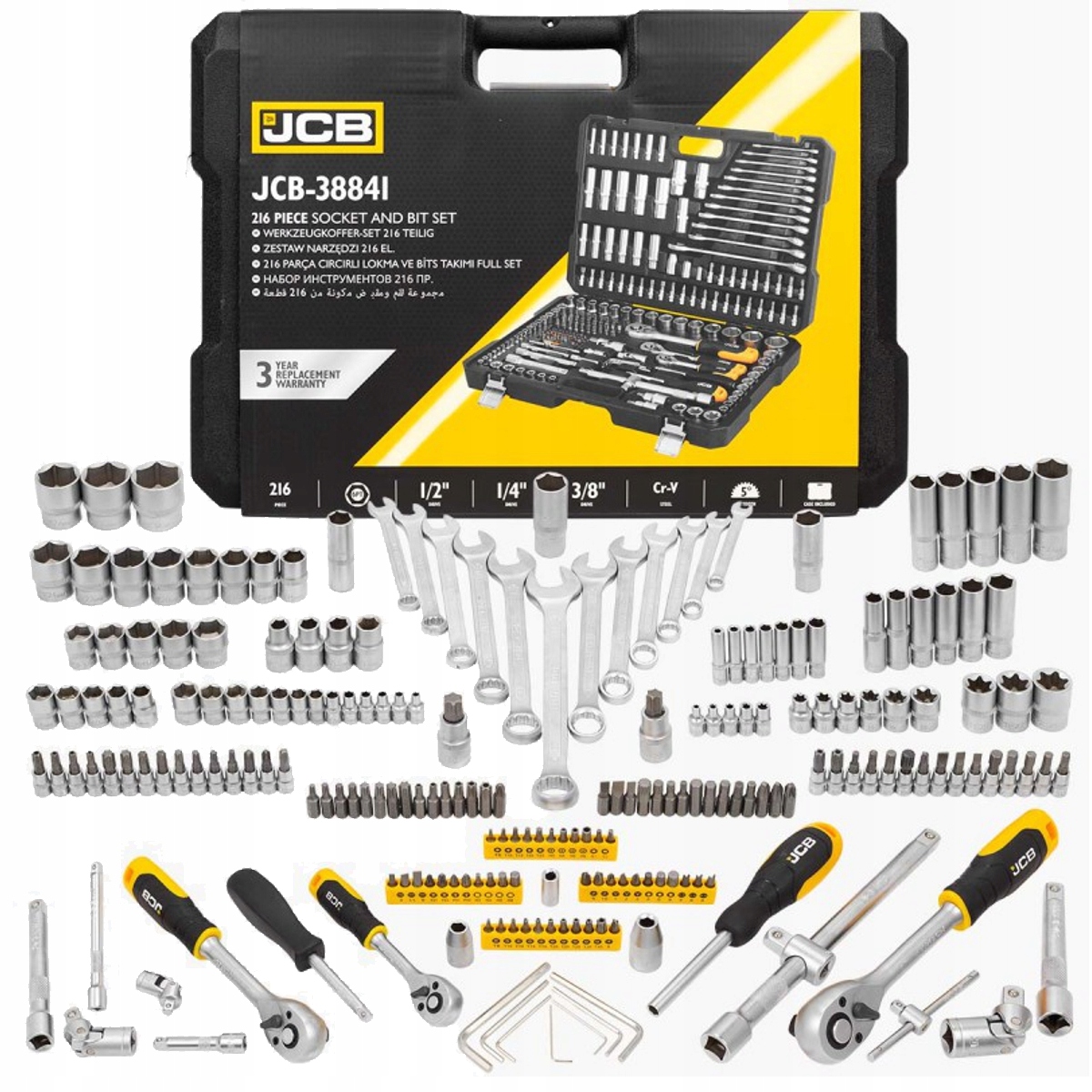 Zestaw narzędzi JCB JCB ZESTAW KLUCZY 216el. 1/2