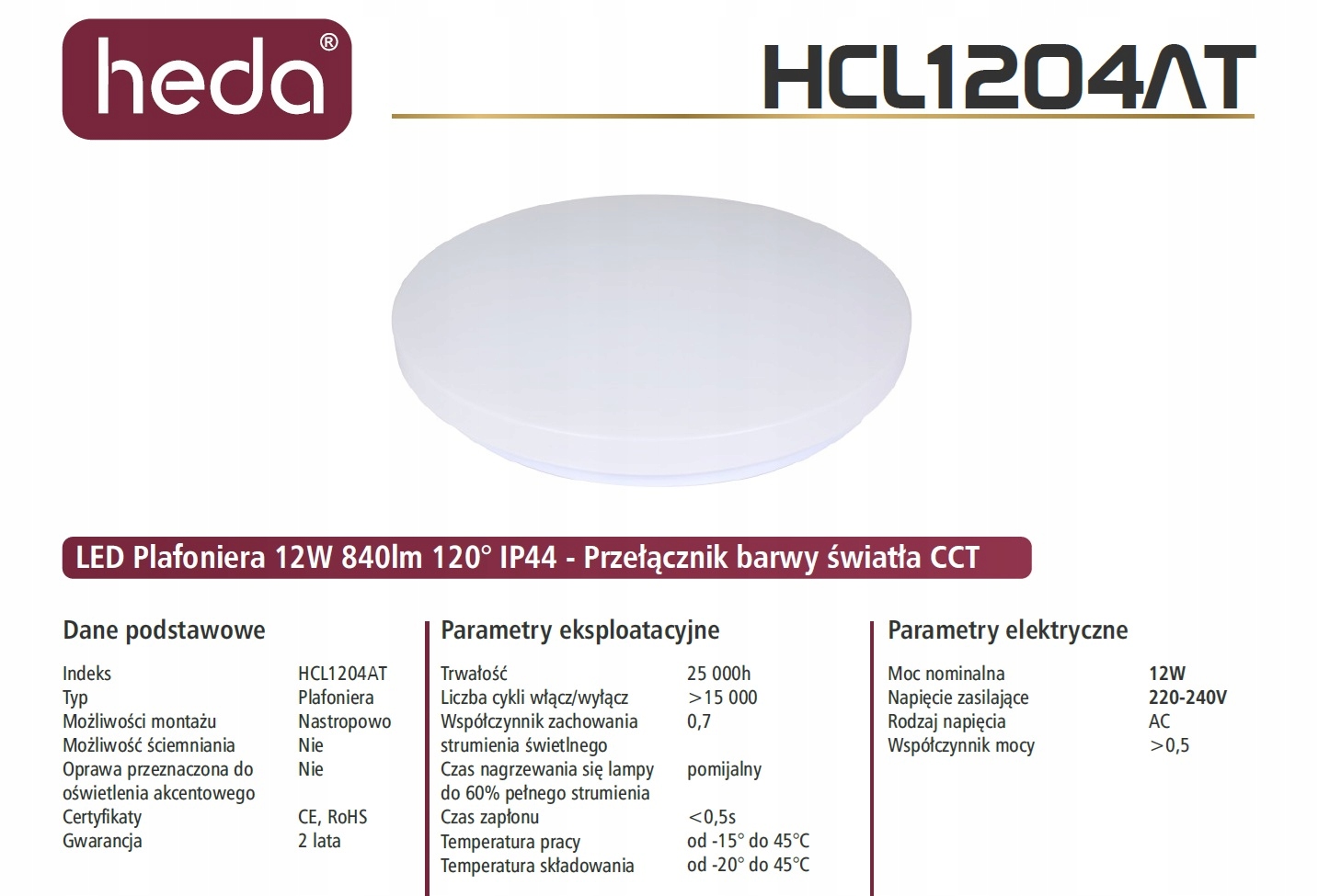 Wydajność świetlna – 840 lumenów przy mocy 12W