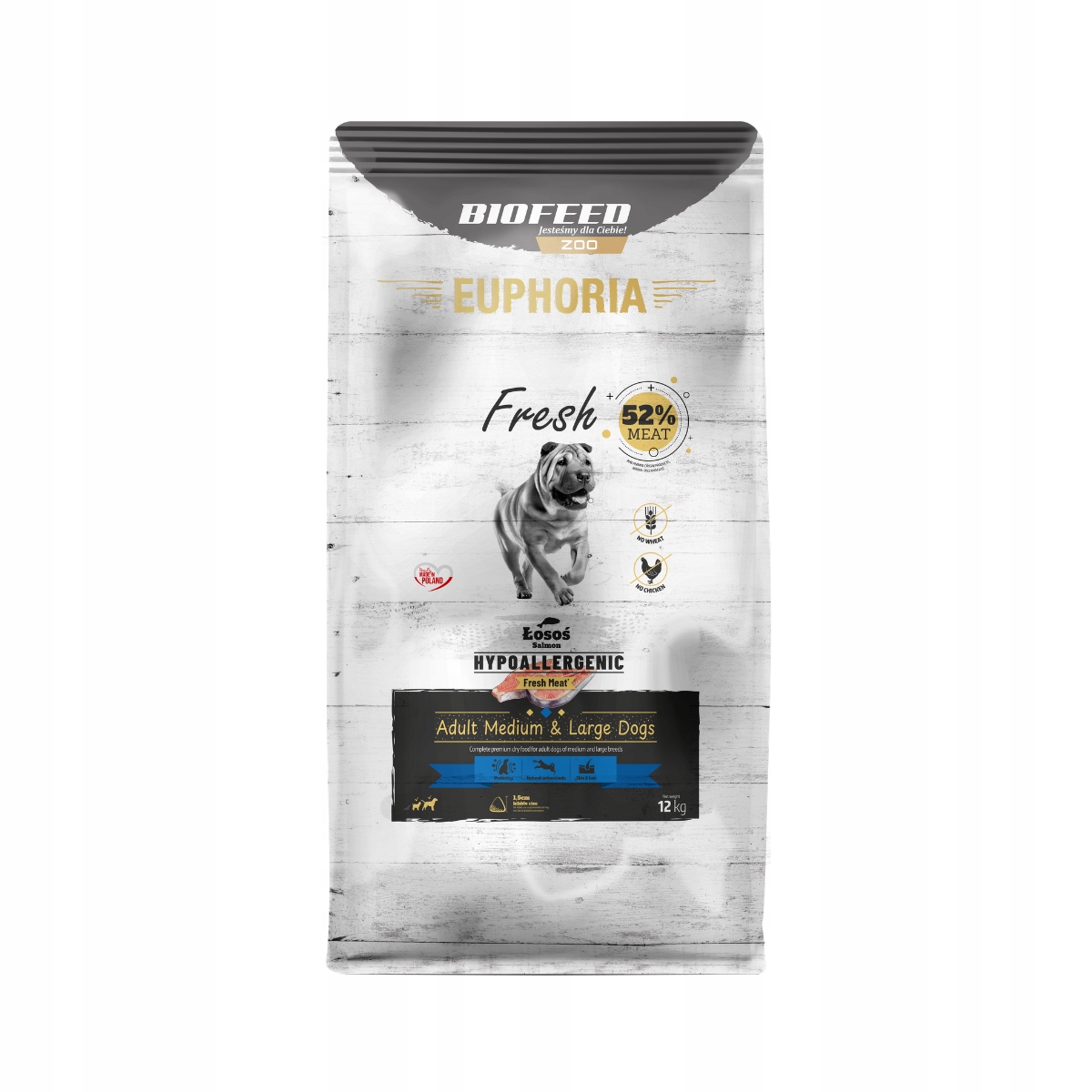 Euphoria Fresh Meat Adult Hypo Salmon M/L 12KG – Zdrowa karma dla dorosłych psów