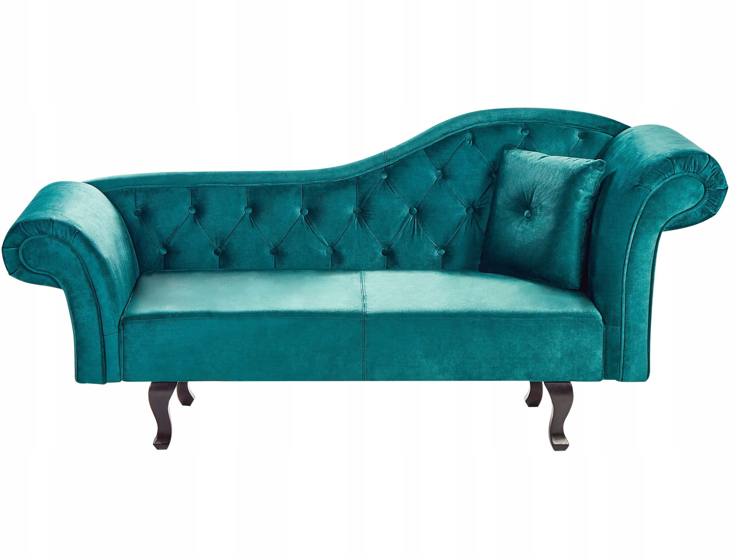 Szezlong welurowy prawostronny zielony LATTES II – Elegancja i komfort w Twoim wnętrzu