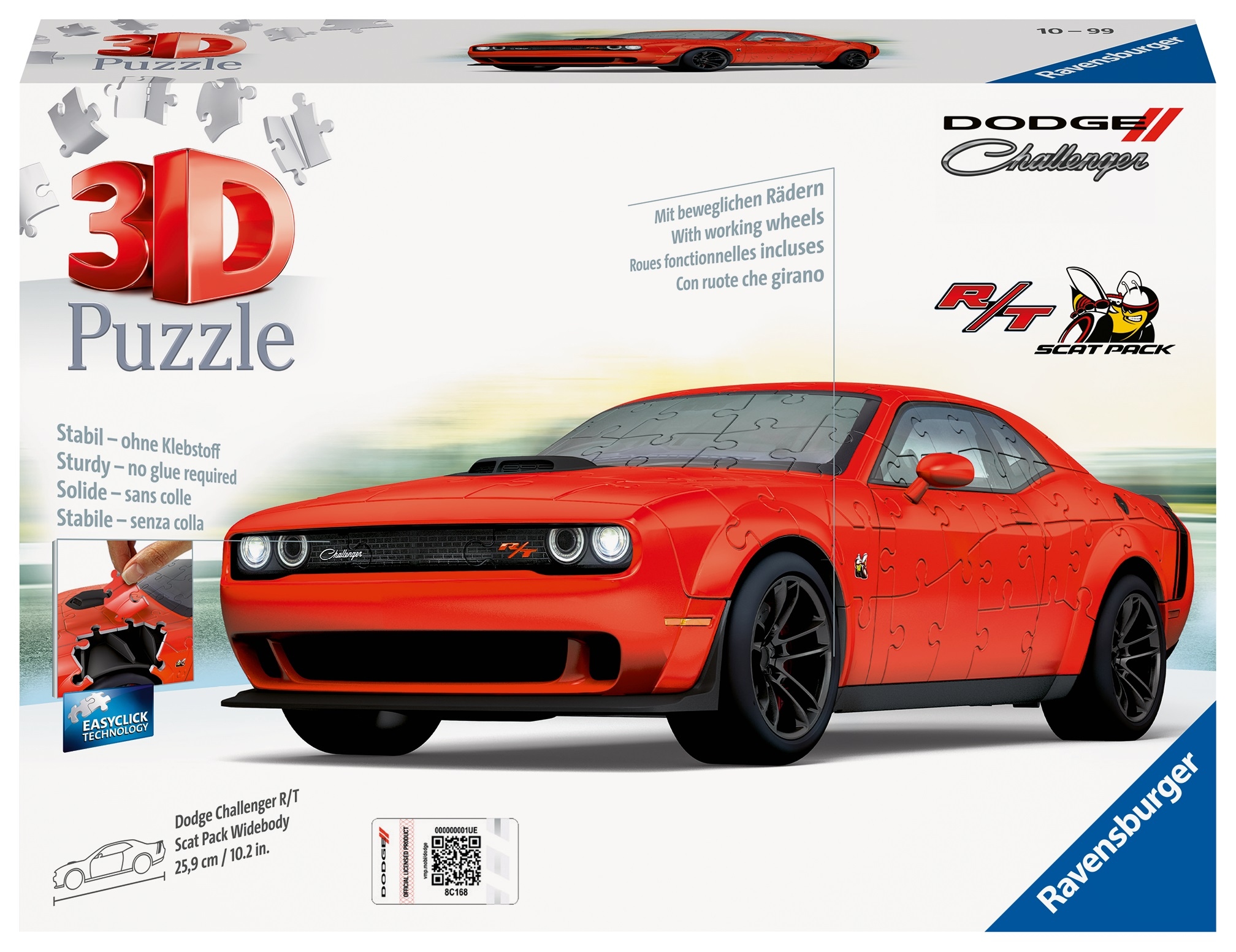 Ravensburger Puzzle 3D Dodge Challenger R/T Scat Pack Widebody – Zbuduj swoje marzenie