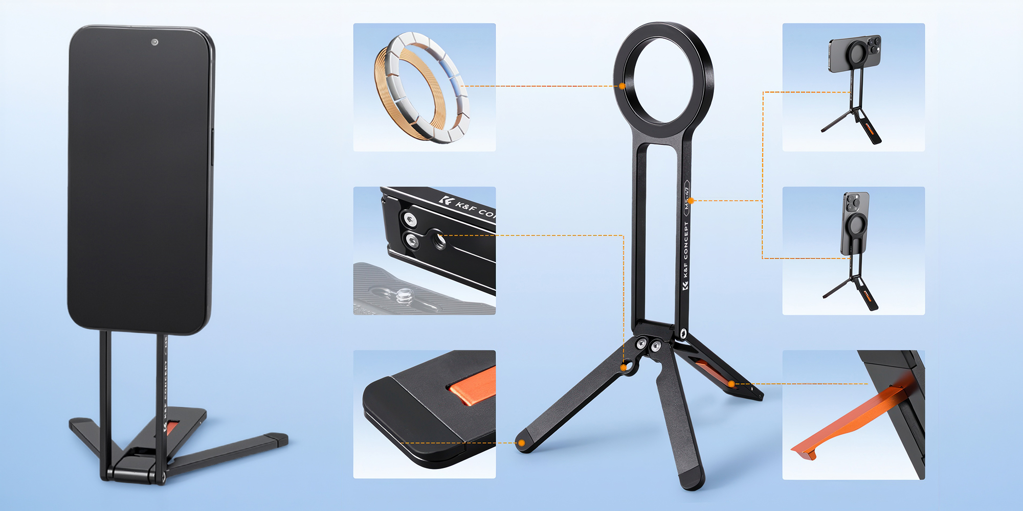Statyw K&F Concept KF MS-47 z uchwytem magnetycznym - czarny - Nie tylko MagSafe