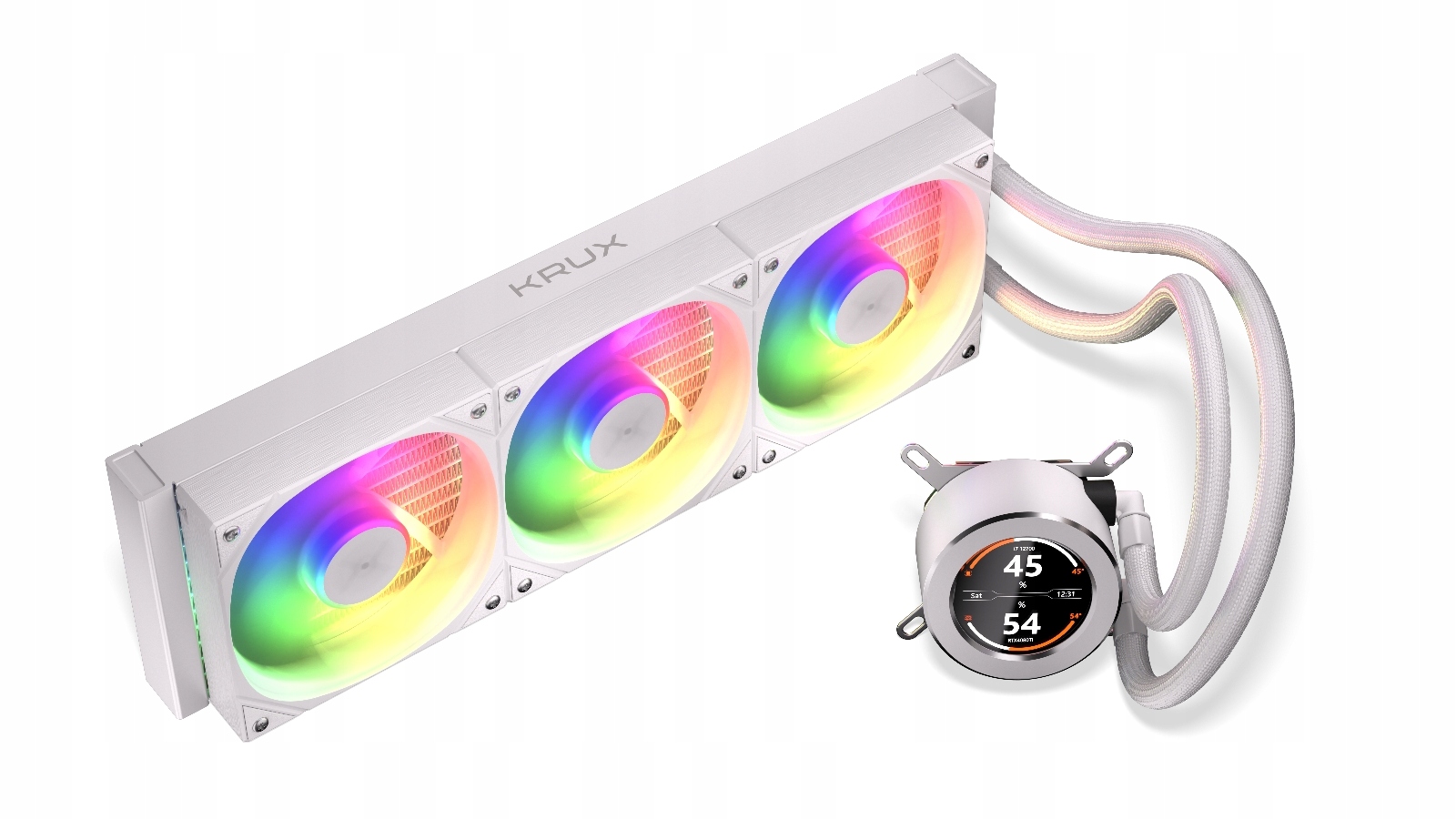 Krux HydroGlance 360 ARGB LCD White – Wydajne chłodzenie wodne AiO