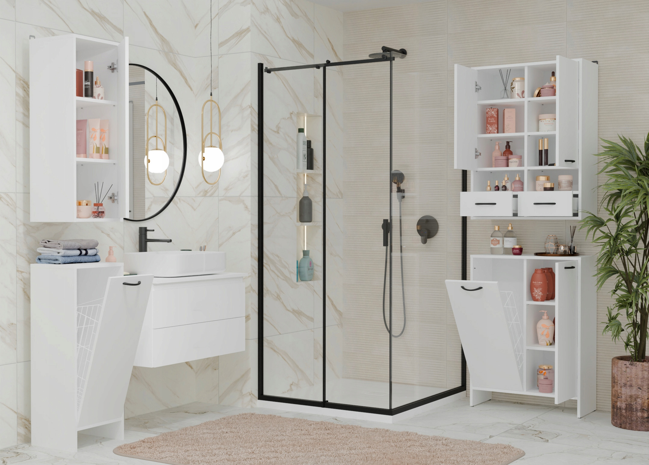 Szafka na pralkę NINA W1D BIAŁY – Idealne rozwiązanie do Twojej łazienki