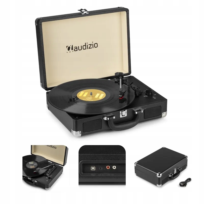 Gramofon w walizce Audizio RP114BK czarny – Retro styl i nowoczesne funkcje