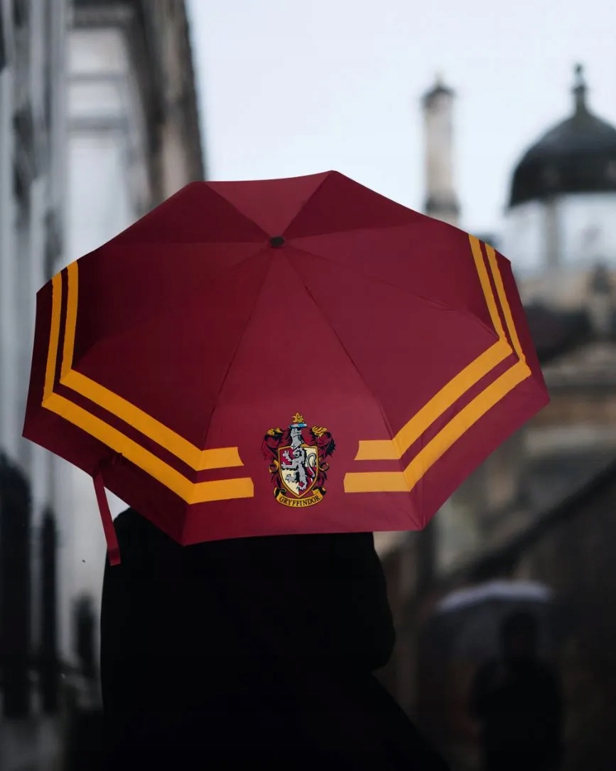 Stylowy design w bordowym kolorze z herbem Gryffindoru