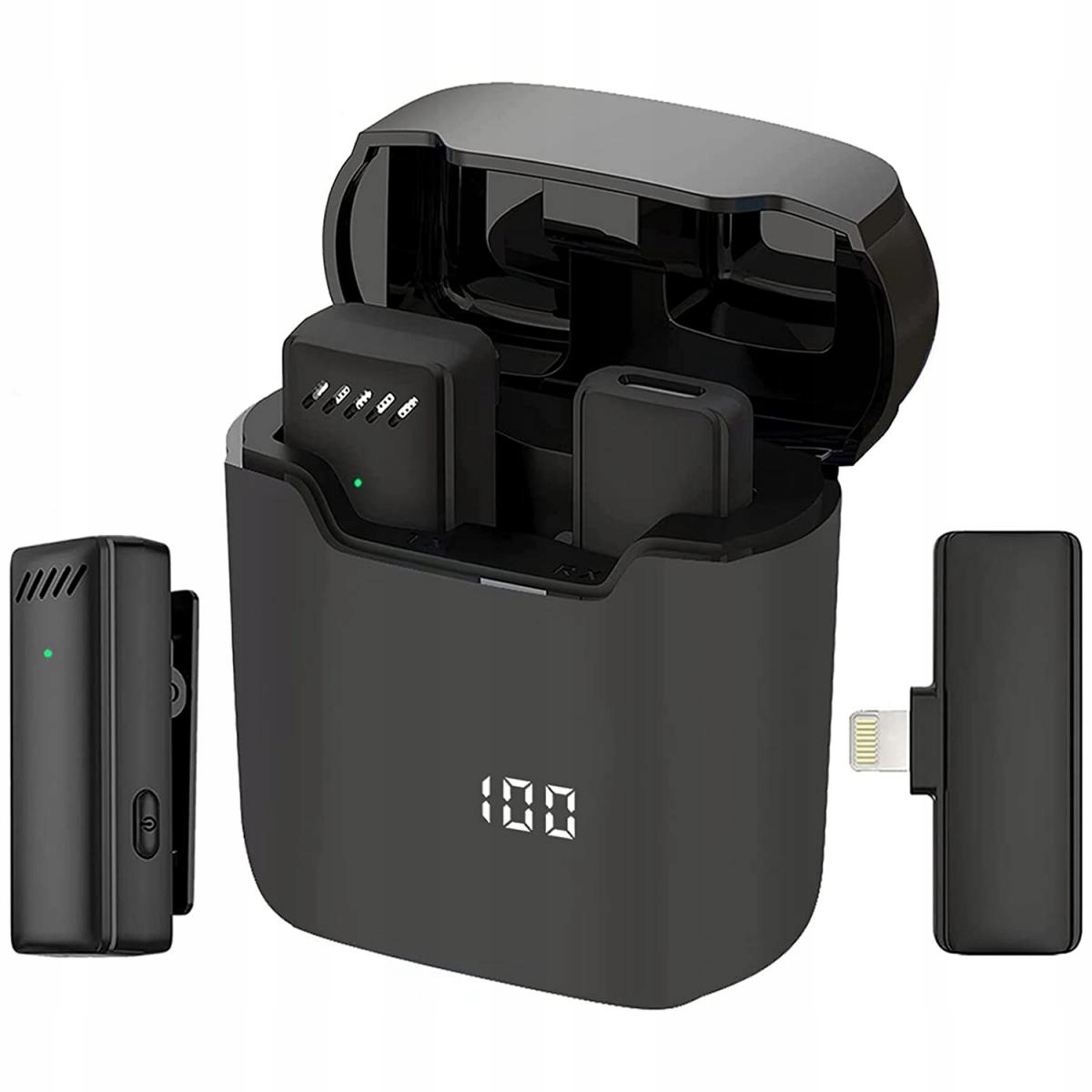 Mikrofon OEM Mikrofon krawatowy bezprzewodowy Lightning z etui ładującym S11 – Idealny do nagrań