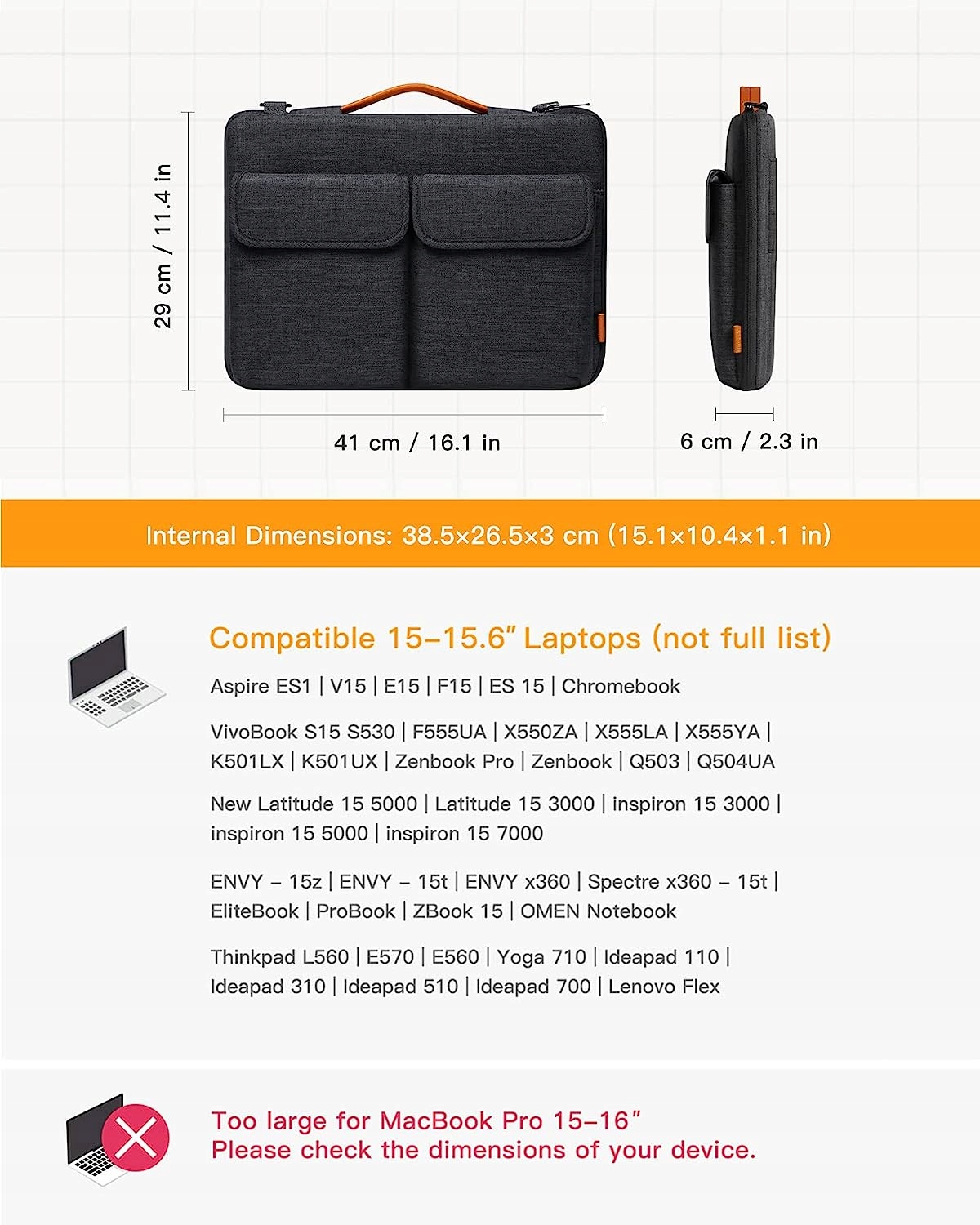 Doskonałe dopasowanie do laptopów 15,6