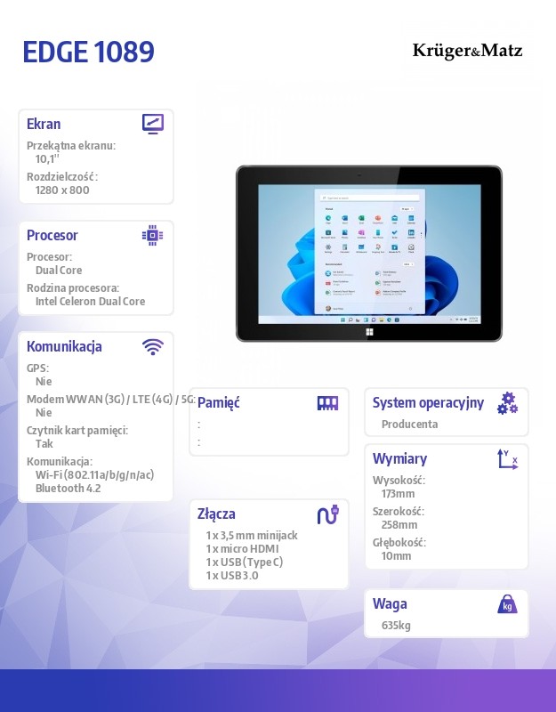 Tablet Kruger&Matz Edge 1089 10,1