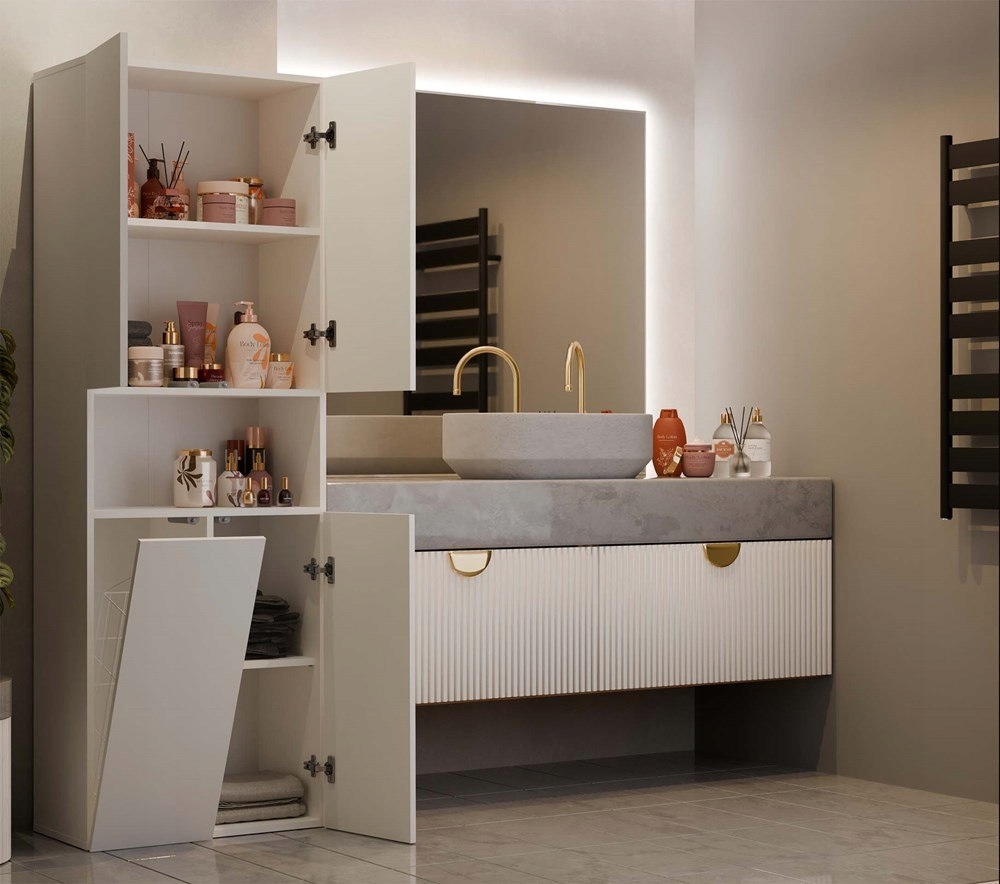 Praktyczne rozwiązania – 4 zamykane półki i kosz na bieliznę