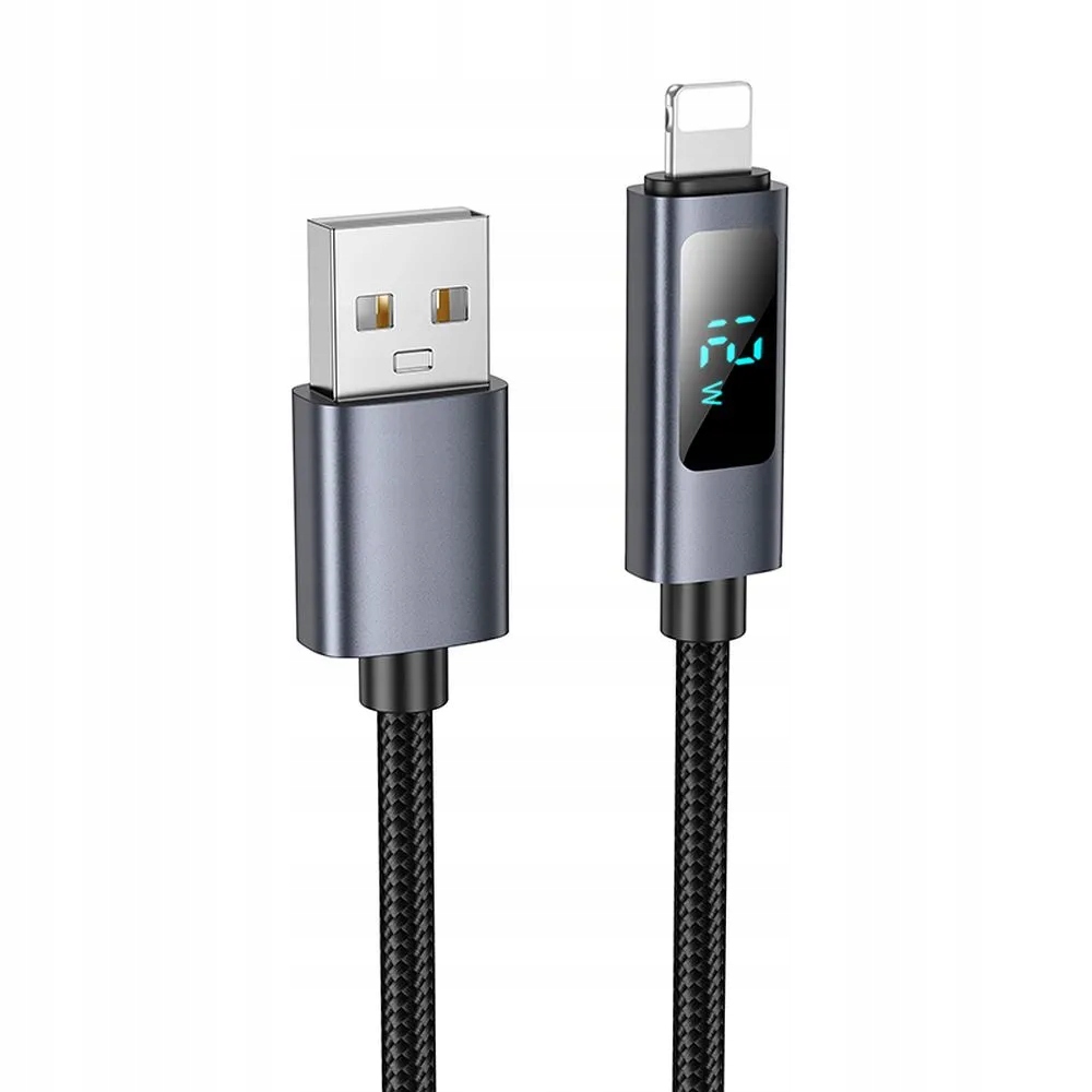 Kabel USB A do Lightning Hoco 2,4A z wyświetlaczem 1 m X112 – Wydajność i funkcjonalność w jednym