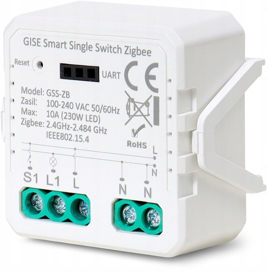 GISE Smart Pojedynczy moduł przekaźnikowy Zigbee | GSS-ZB – Nowoczesne sterowanie oświetleniem