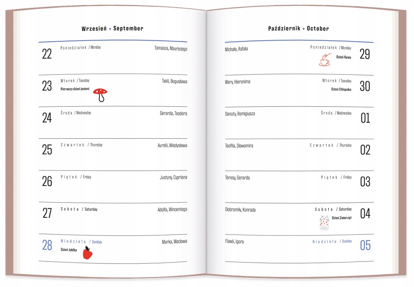 Dodatkowe funkcje: planer miesięczny i adresówka