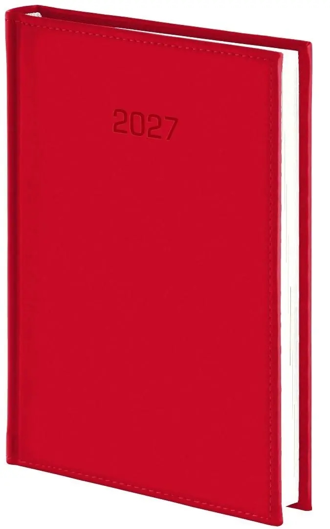 Kalendarz 2027 A5 tyg. z notesem Vivella czerwony – Idealny towarzysz w pracy