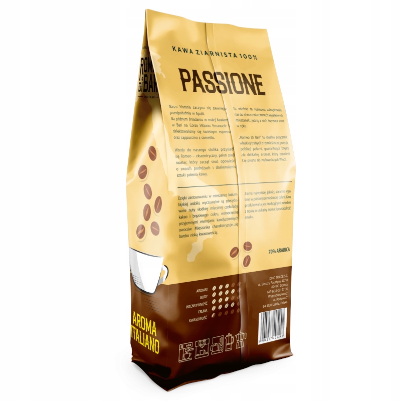 Idealna mieszanka ziaren Arabica i Robusta w proporcjach 70/30