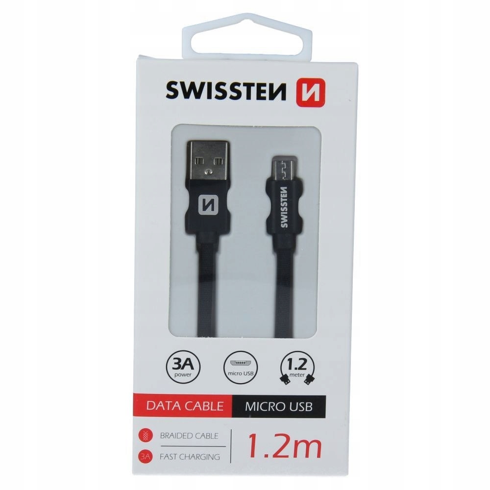 Kabel USB-A - micro-B 1.2 m Czarny (SW-QU-MICR-USB-1.2-BK) – Wysoka jakość i niezawodność